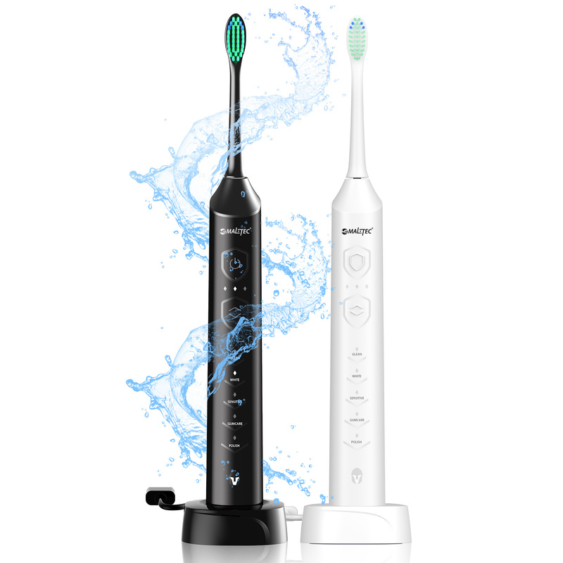 Image of 2x Electric Toothbrush Set With 6 Tips Charger Maltec X2in1