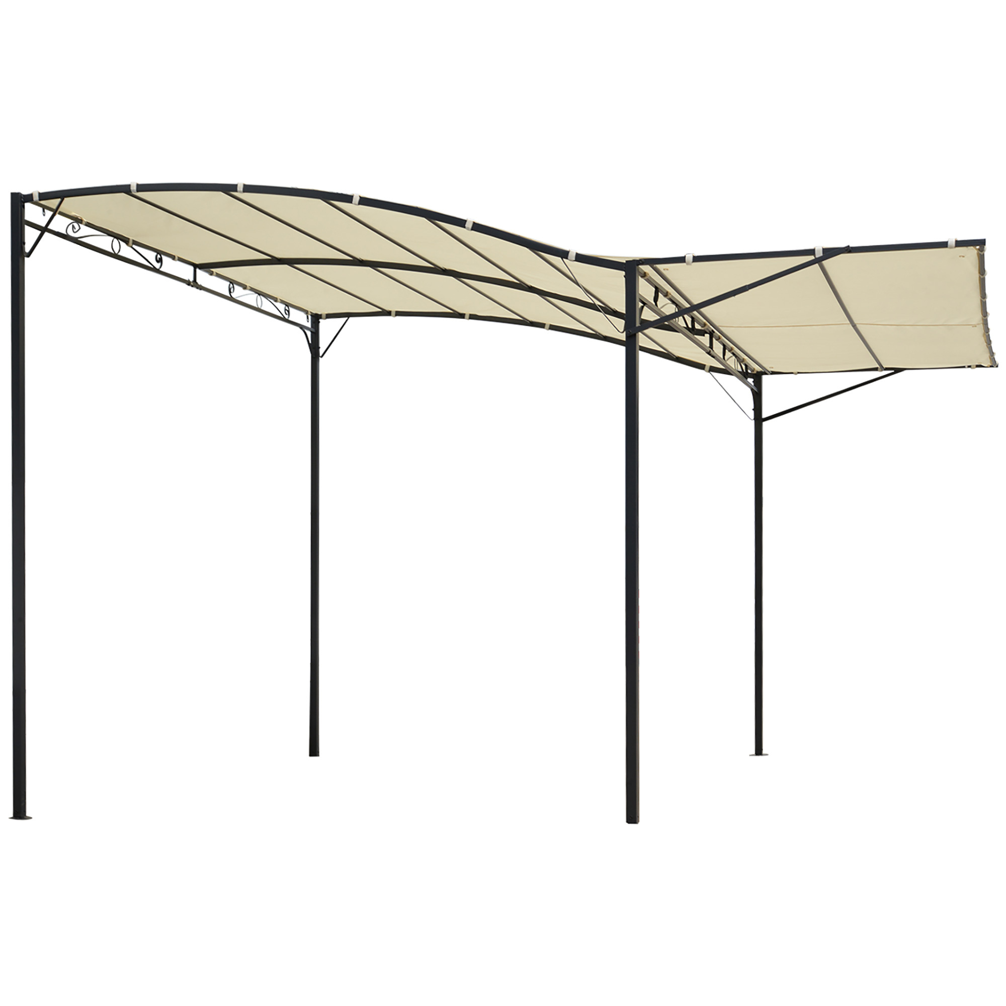 Garden Awning Sun Awning With Folding Side Canopy Uv Protection Steel + Polyester Cream White + Black 3 X 2.5 M