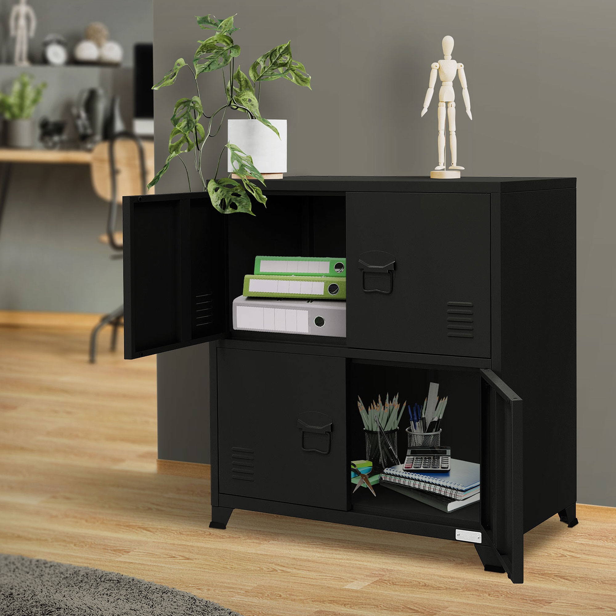 Image of Ml-design File Cabinet, 75x40x80.5 Cm, Steel, Freestanding Office Cabinet With , Metal Locker With , 2 Inner Compartments, Industrial, Storage Cabinet, Steel Cabinet, Metal Cabinet, Organizer Cabinet
