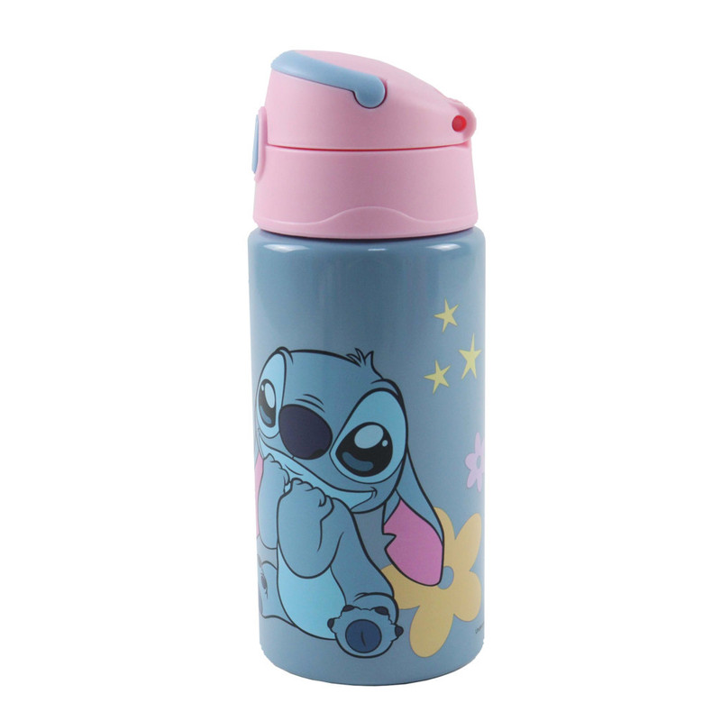 & Stitch, The Aliens Aluminum Straw Water Bottle With Hook, 500 Ml