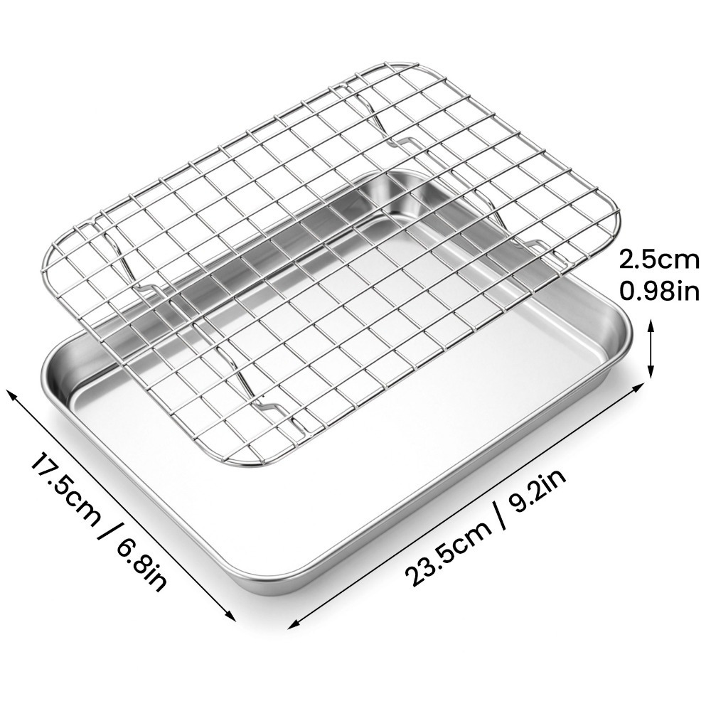 TEMU 6pcs Flat Baking Pan, Stainless Steel Baking Sheet And Rack Set (3 Pans + 3 Racks) - Heavy Duty, Non-toxic, Easy Clean - Cooking And Baking