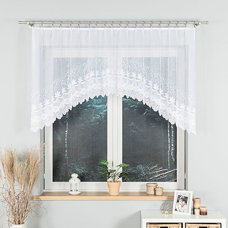 Jowita - Fringed Curtain With A Cut At - 250x100 Cm - White
