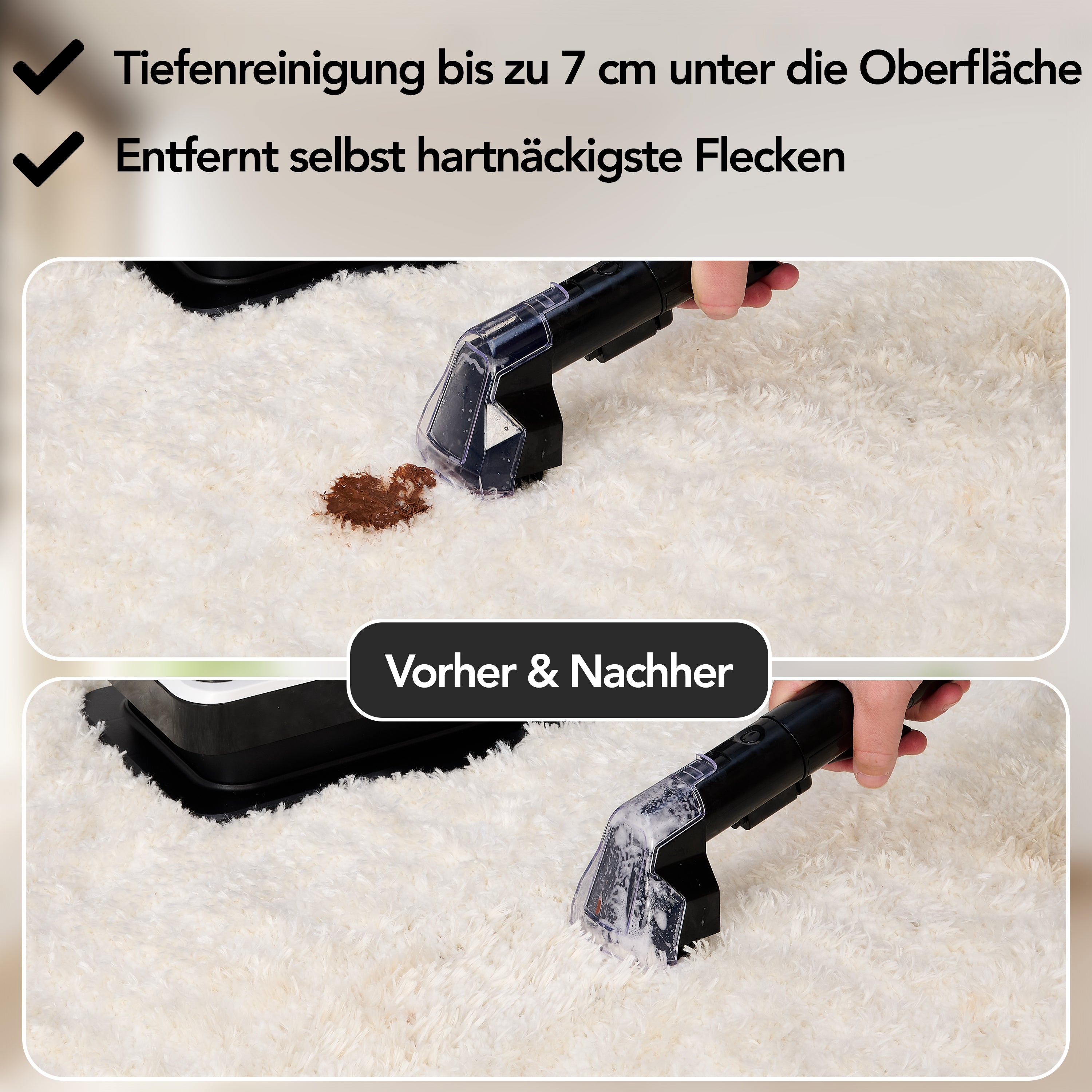 Professionele Tapijtreiniger - Vlekkenreiniger - 2 Borstels