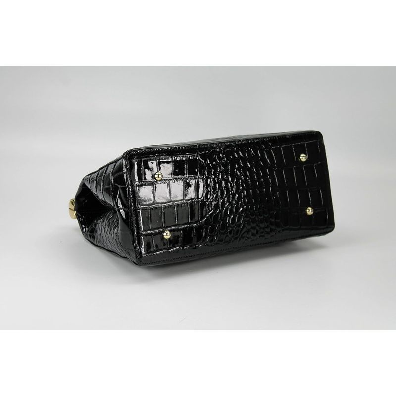 Italian Leather Handbag, Women's Shoulder Bag, Made in Italy, 34 x 25 x 16 cm, Twist Lock Closure, Multiple Compartments, Versatile Carrying Options