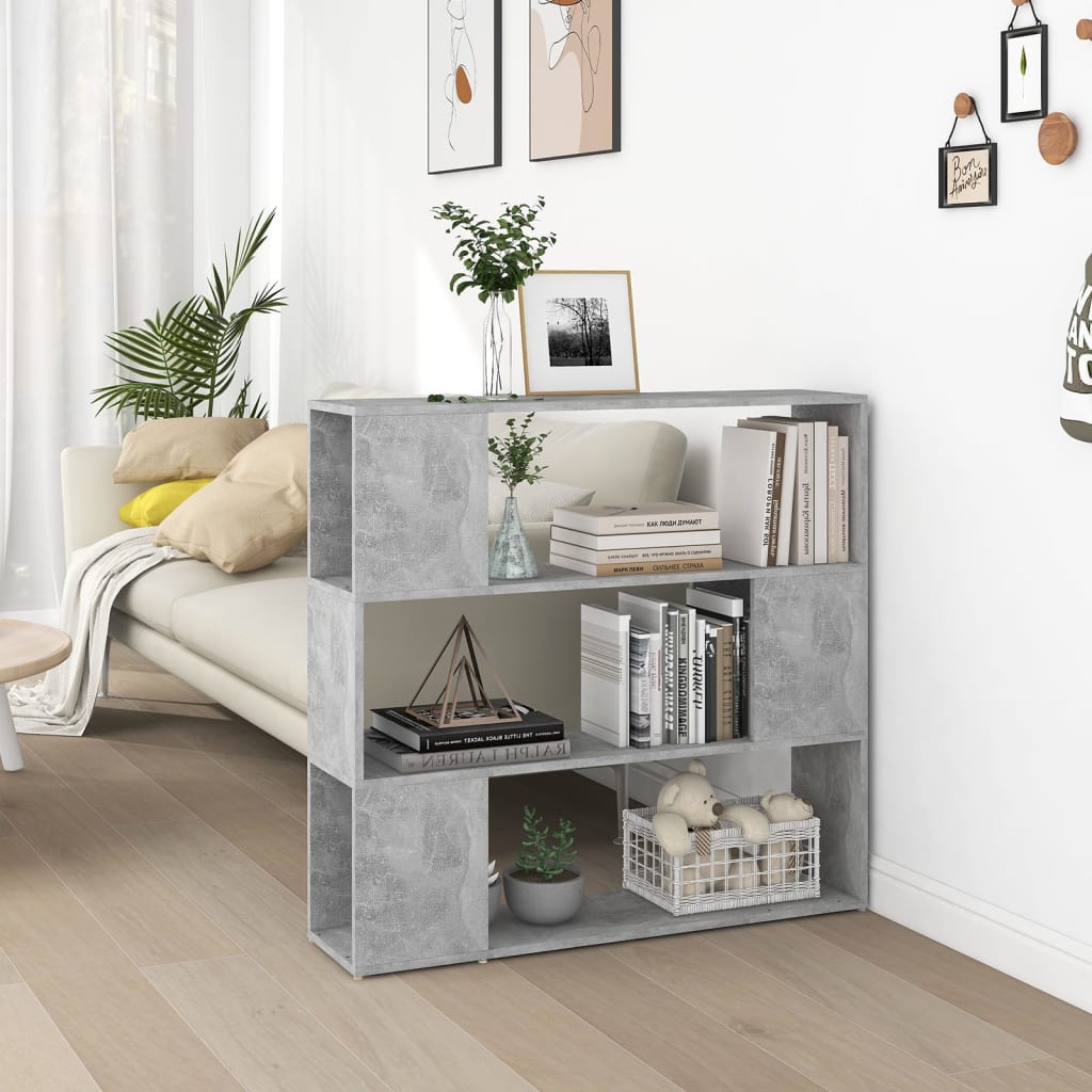 Image of Vidaxl Bookcase Room Divider Standing Shelf Wall Shelf Book Cabinet Office Shelf File Shelf Storage Space Divider Concrete Gray 100x24x94cm