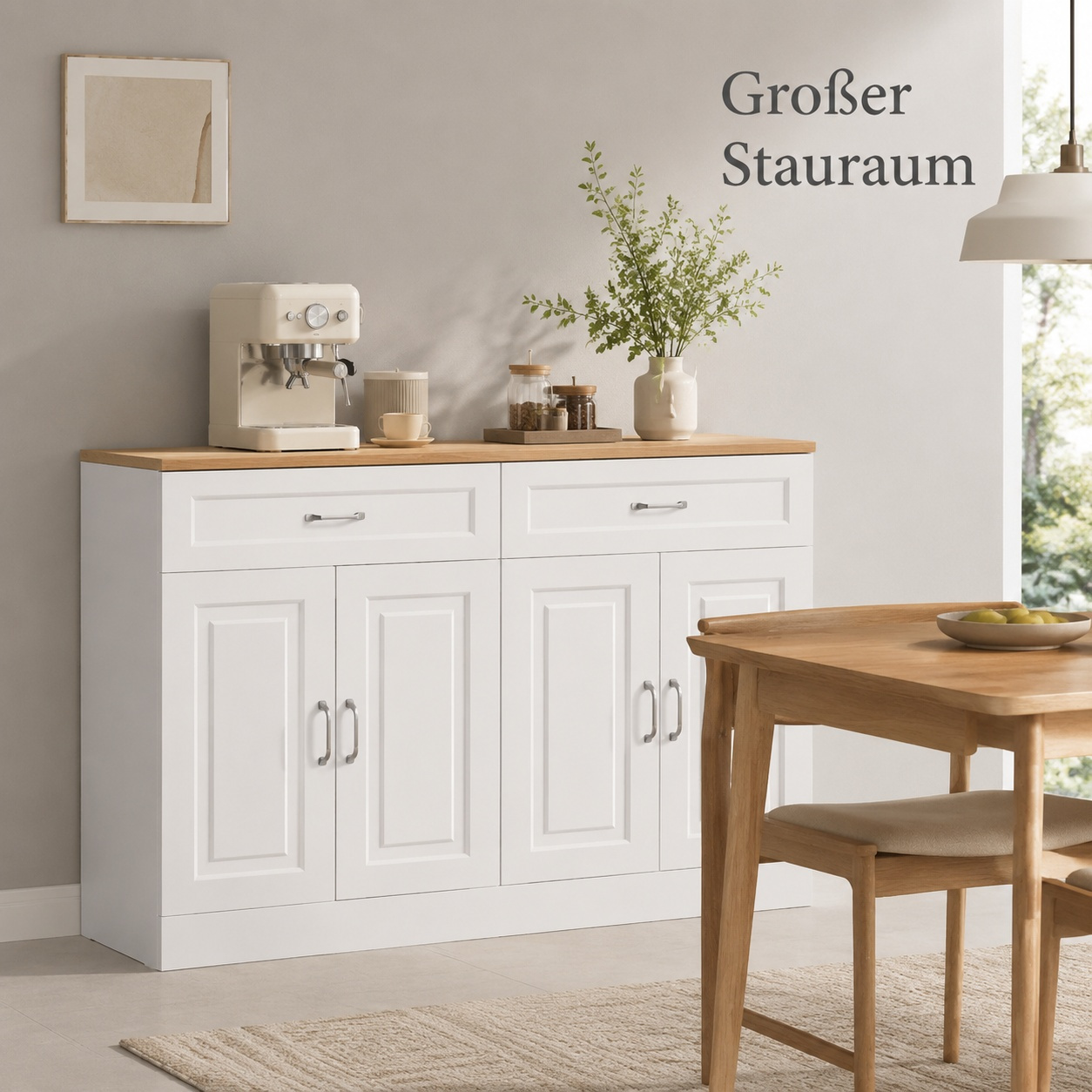 Image of Design Storage Cabinet 120 Cm - , 2 Drawers, Flexible Shelves, Tilt Protection, Stable Construction - Ideal For Bedroom, Living Room, Office, Tidy And Secure Storage.
