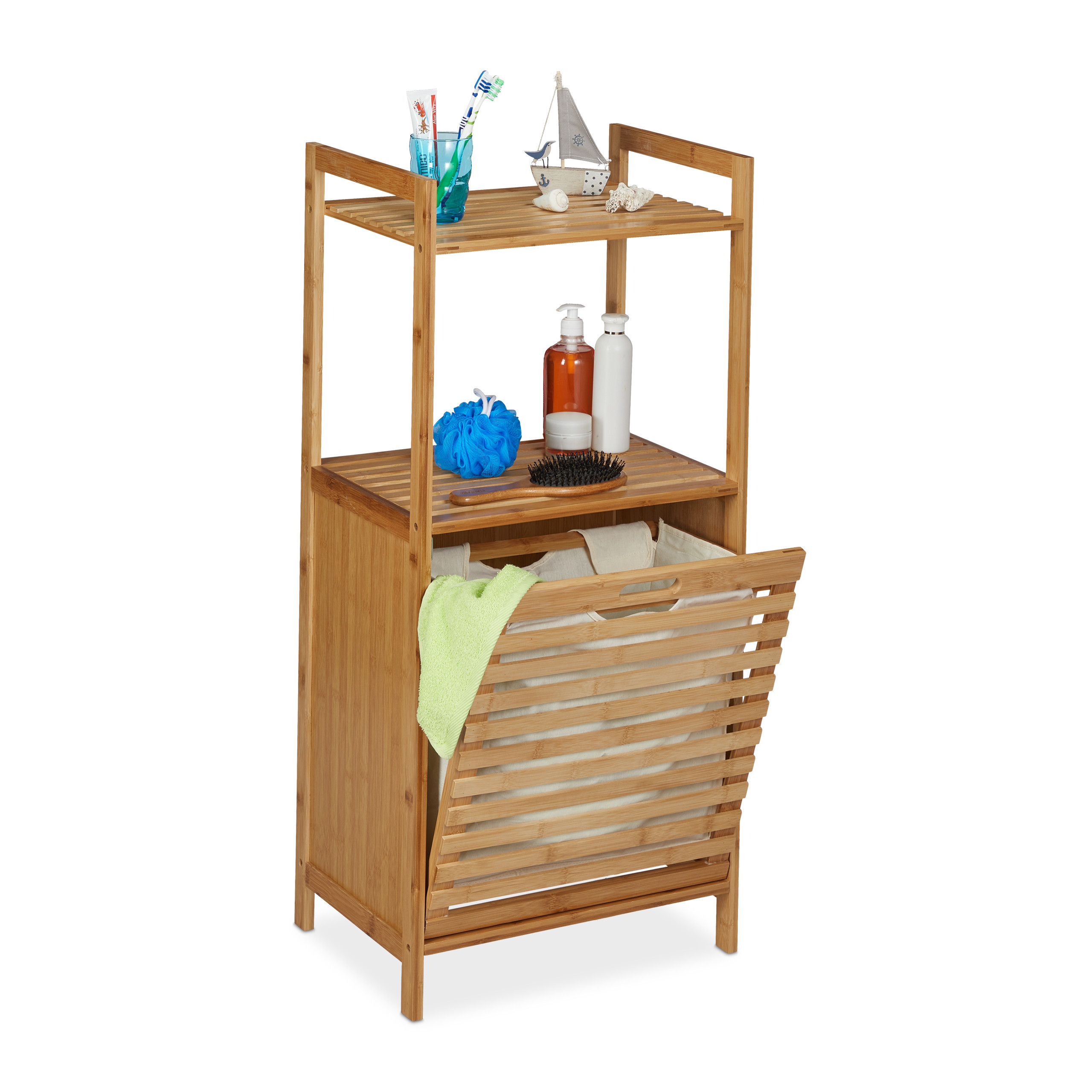 Wardrobe With Laundry Basket Bamboo