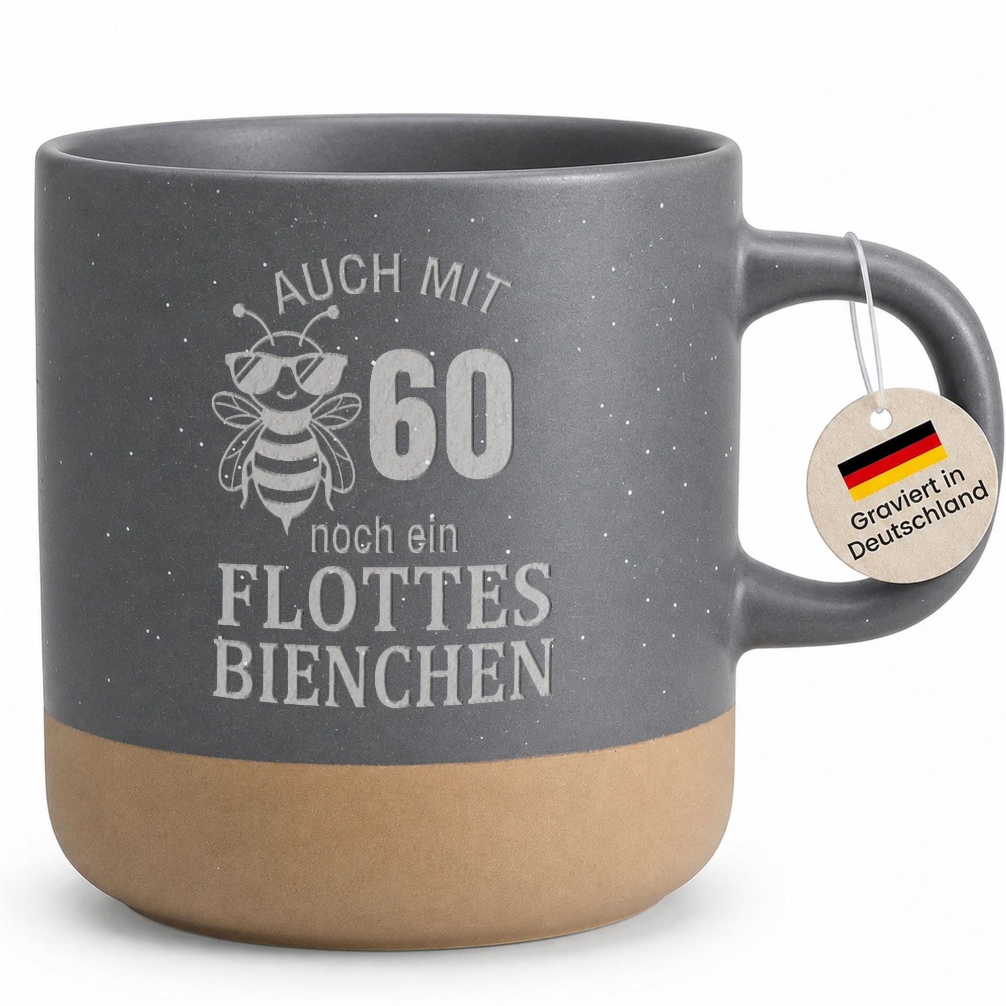 Funny Mug For 60th Birthday Woman - At 60, Still A - Mug With Engraved Quote For Grandma, Mom, Girlfriend - Stoneware Grey - Left Handle