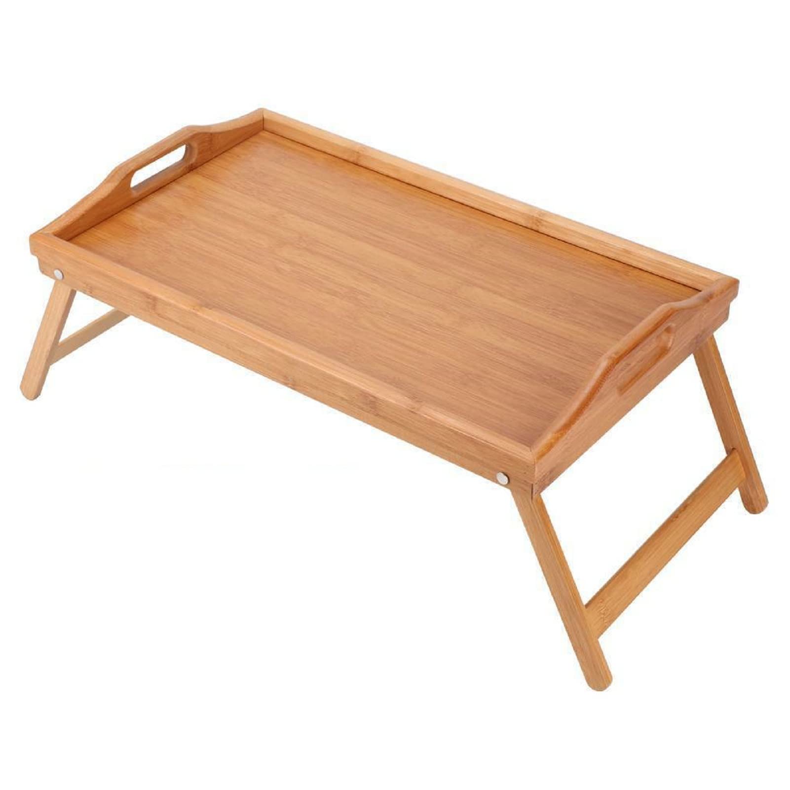 Image of Folding Breakfast Tray With Legs - 50 X 30 X 24 Cm Bed Tray For Breakfast, Laptop And Notebook - Multifunctional Lap Desk With Adjustable Legs - Ideal As A Writing Surface Or Dining Tray For Bed
