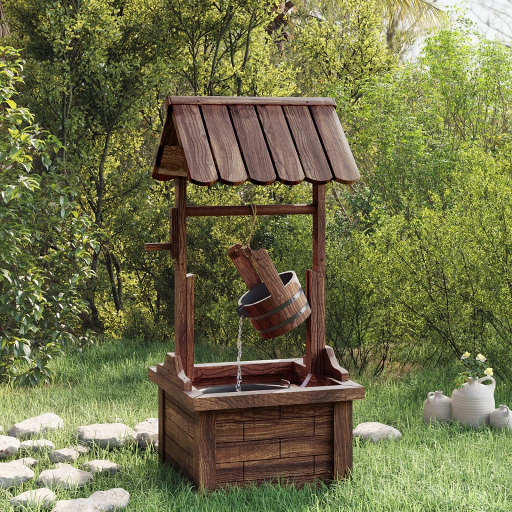 Vidaxl Wish Fountain With Pump, Outdoor Water Fountain, Garden Decorative Fountain, Solid Pine Wood Water Feature