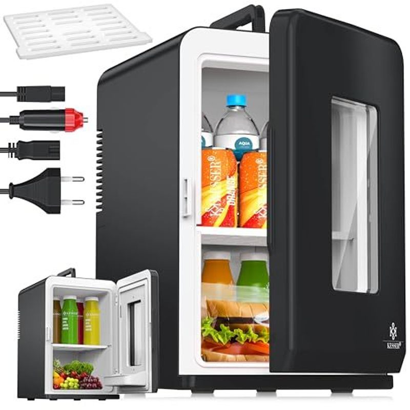 Image of Kesser 2-in-1 Mini Fridge Cooler Box With Cooling And Heating Function, Portable Ac 220-240v 12v Socket Cigarette Lighter, , Food Warmer For Car, Office, Camping