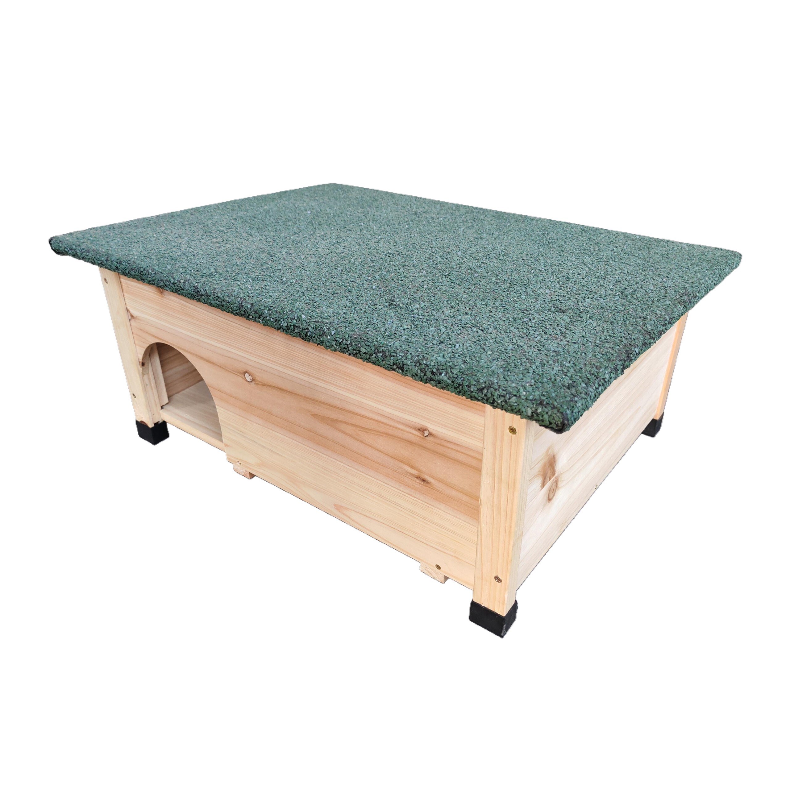 Image of Hedgehog House With Labyrinth, Elevated Model Made Of Fir Wood And Roofing Felt, 25 X 57 X 44 Cm, Natural, Weather-resistant Roof, Removable, For Hedgehogs In The Garden And For , Relaxdays