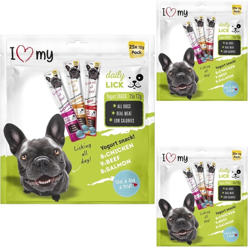 TEMU Dog Yoghurt Lickable Treats (75 Pack) Mixed - Beef, Chicken & Salmon – Creamy Dog Treats Real Meat – 12g Each 3