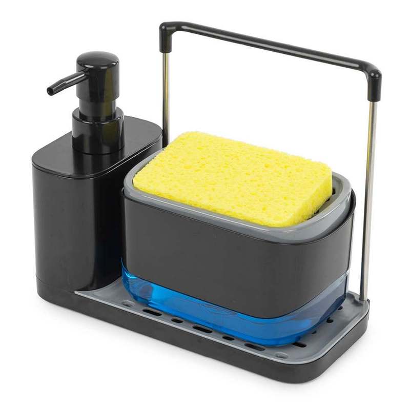TEMU 3-in-1 Soap Dispenser With Sponge Holder – Black