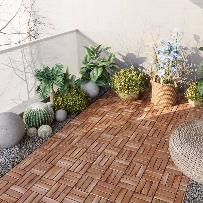 Image of Click Tiles 'alliste 10-piece Set Acacia Wood 30 X 30 Cm