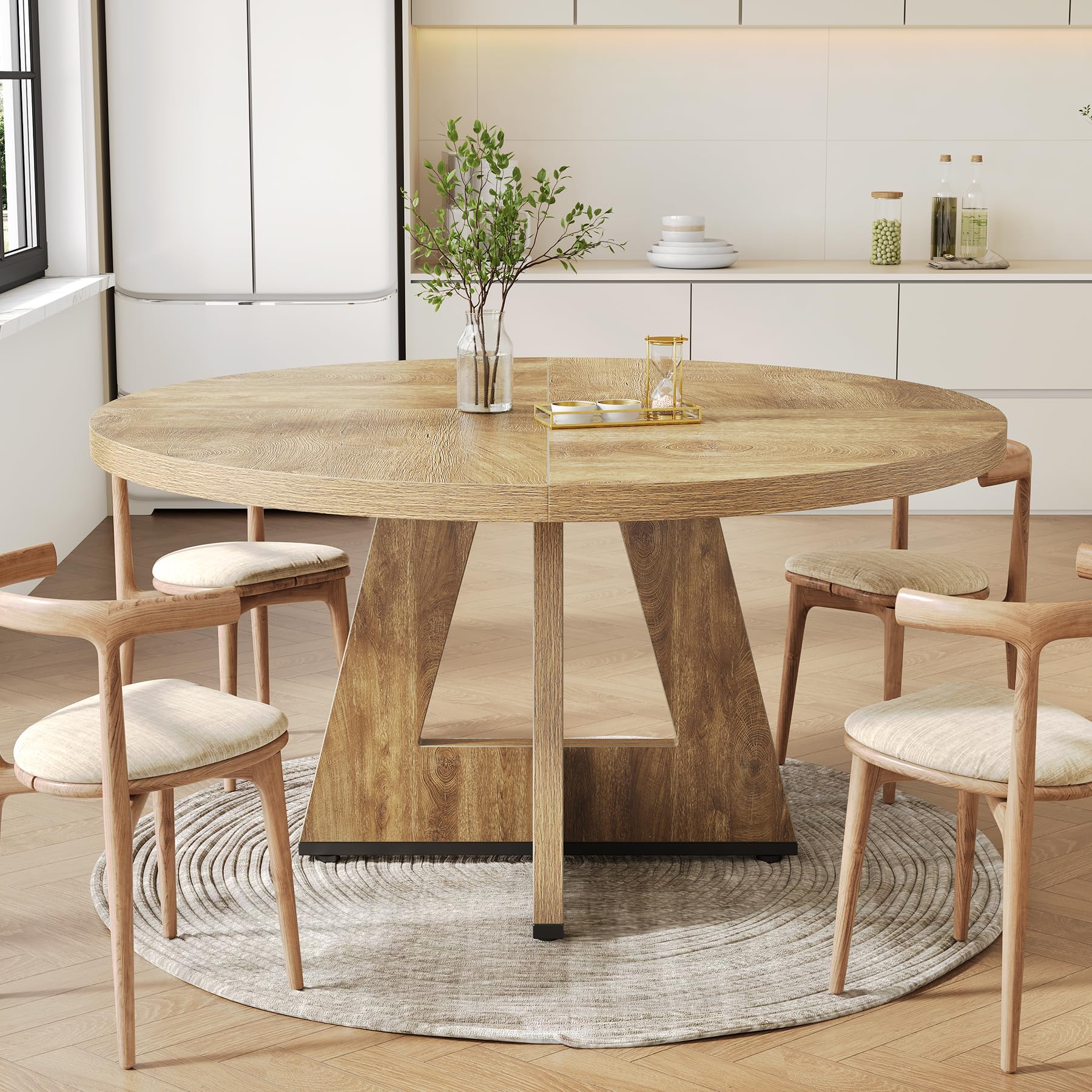 mesa de comedor redonda para 4-6  , mesa de comedor de 120 cm con base de pedestal de madera, mesas de cocina circulares modernas para comedor, cocina,  ,  