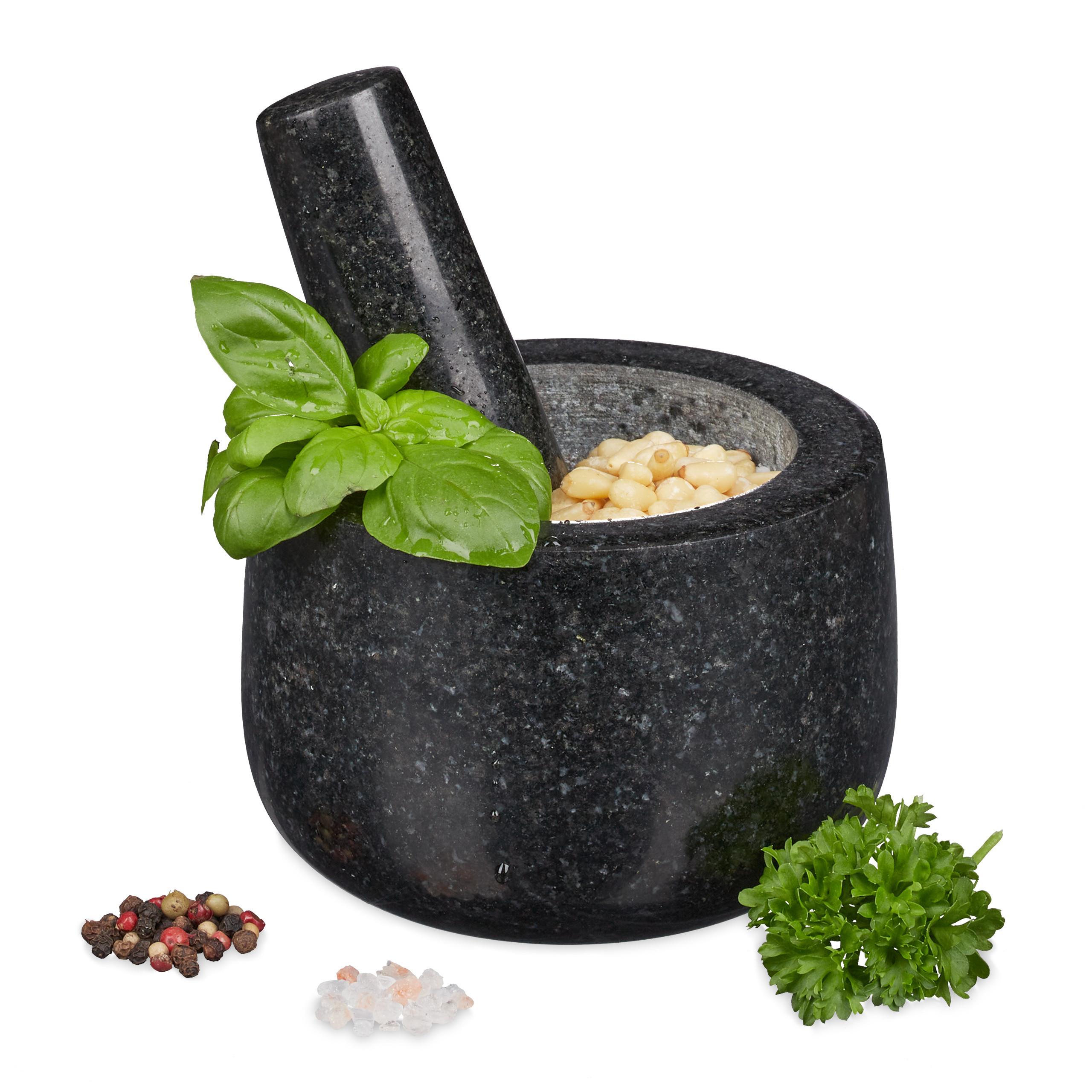TEMU Black Mortar And Pestle - Ø 12 Cm