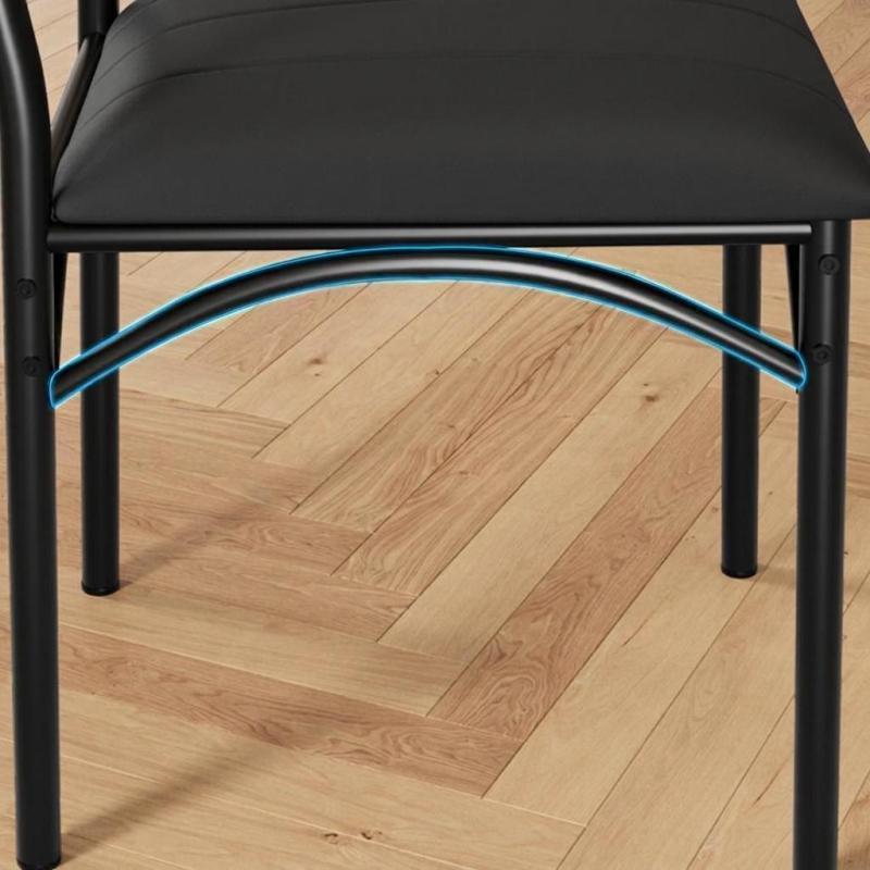 Image of Merxeng Pu Leather Upholstered Dining Chair Set Of 2, Modern Black Kitchen Chairs With Backrest & Iron Legs, 300 Lb Capacity, Easy To Clean, Dining Room Furniture For Apartments