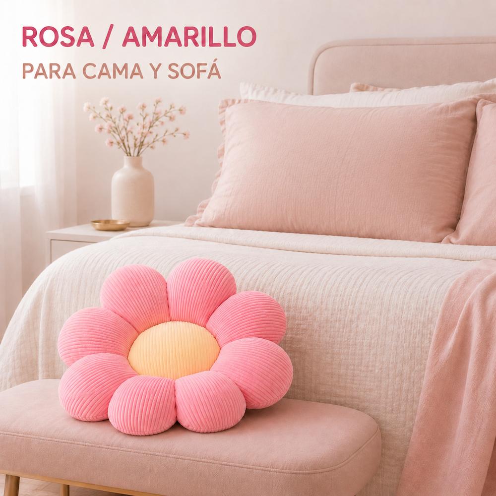 TEMU Cojín con Forma de Flor, Cojín para Asiento 43×43 cm, Tela Acanalada, Decoración para Silla, Suelo y Dormitorio
