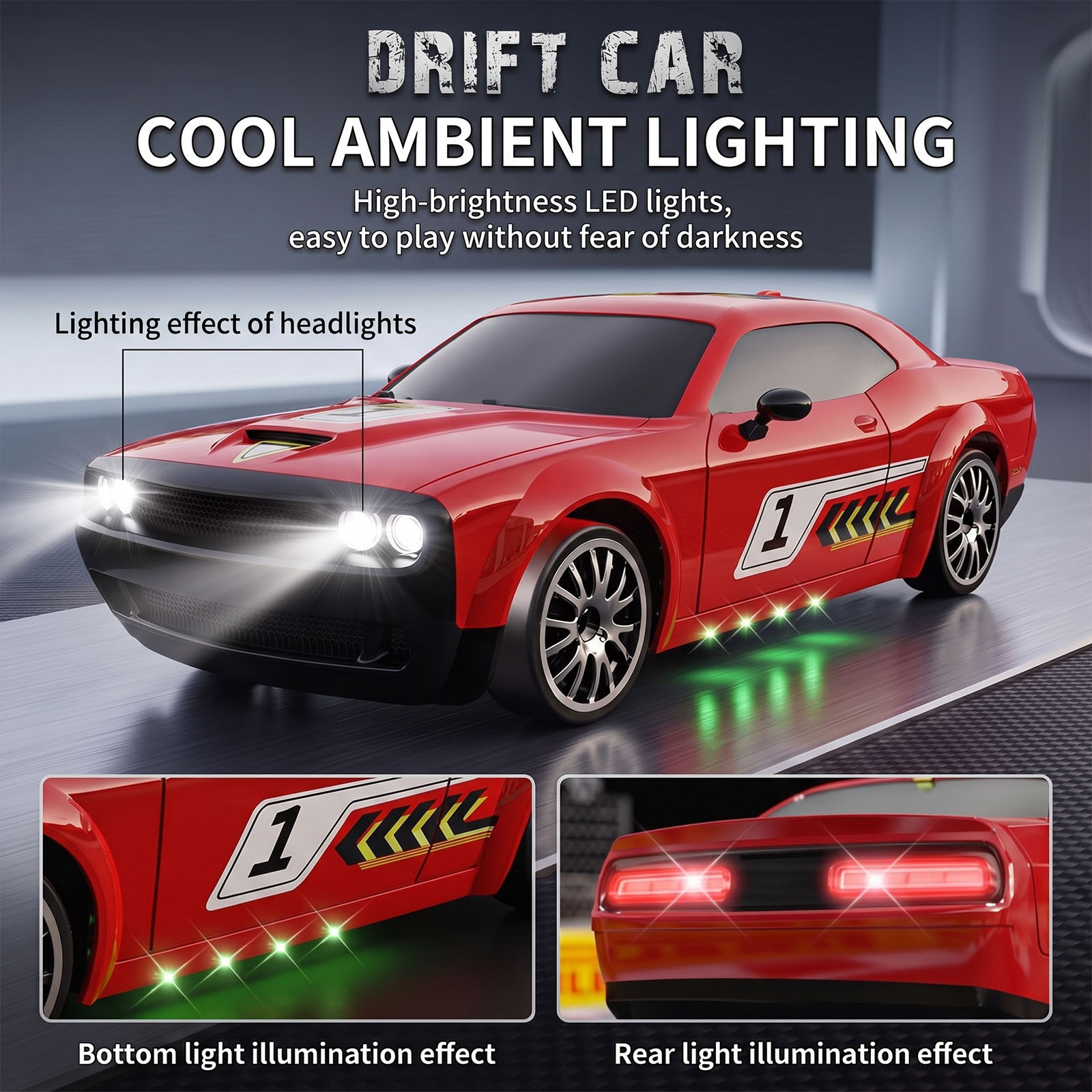 1:20 Scale RC Drift Car with Rechargeable Batteries & LED Lights