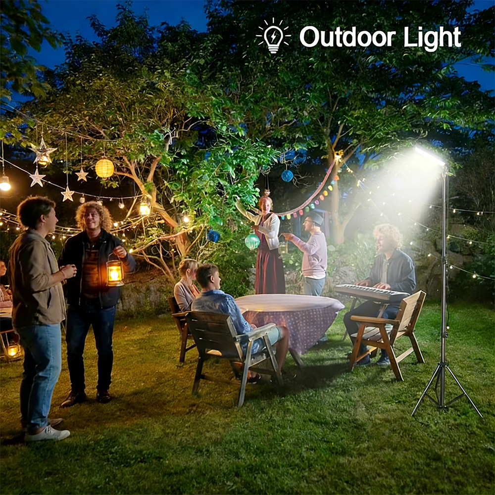 TEMU Foldable Outdoor Led Camping Floor Lamp, Height Extendable Metal Tripod Stand Light With Rotatable Flat Light Panel Wide Soft Compatible With