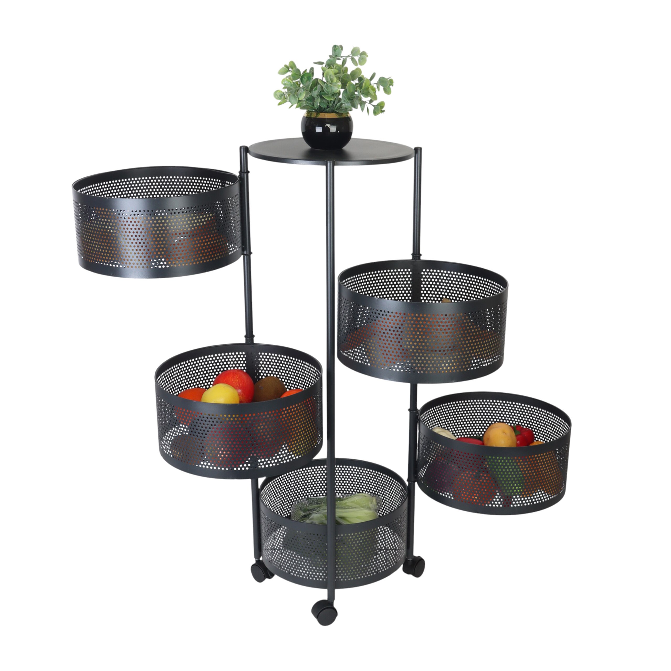Kitchen Cart In Black - (h)90 X Ø
