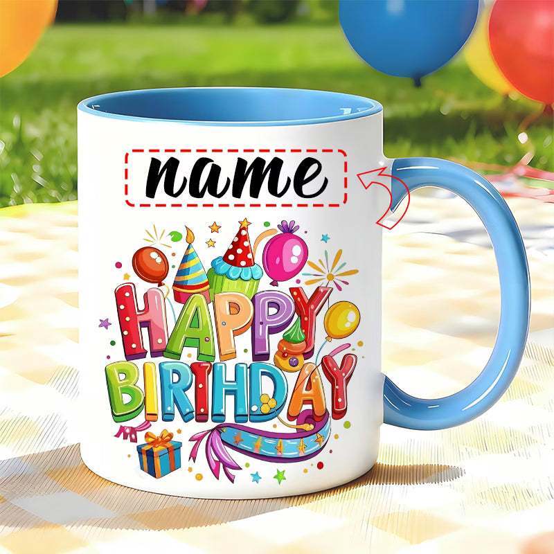 Personalized "Colorful Birthday Celebration" Ceramic Coffee Mug