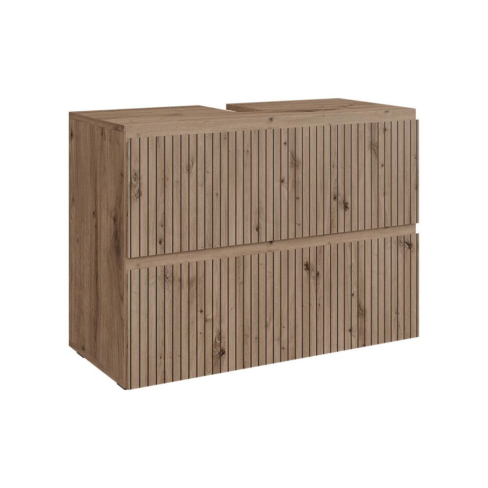 Image of Takumi Artisan 80 X 58 Cm Bathroom Sink Cabinet With 2 Drawers, For The Bathroom Washbasin With Drawers, Bathroom Furniture For Washbasin, The Bathroom Cabinet Made Of 16 Mm Chipboard.