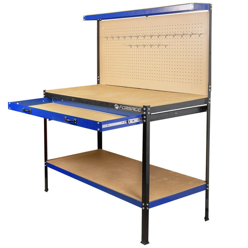 Image of Workshop Tool Workbench 120 Cm With A Drawer And Wall