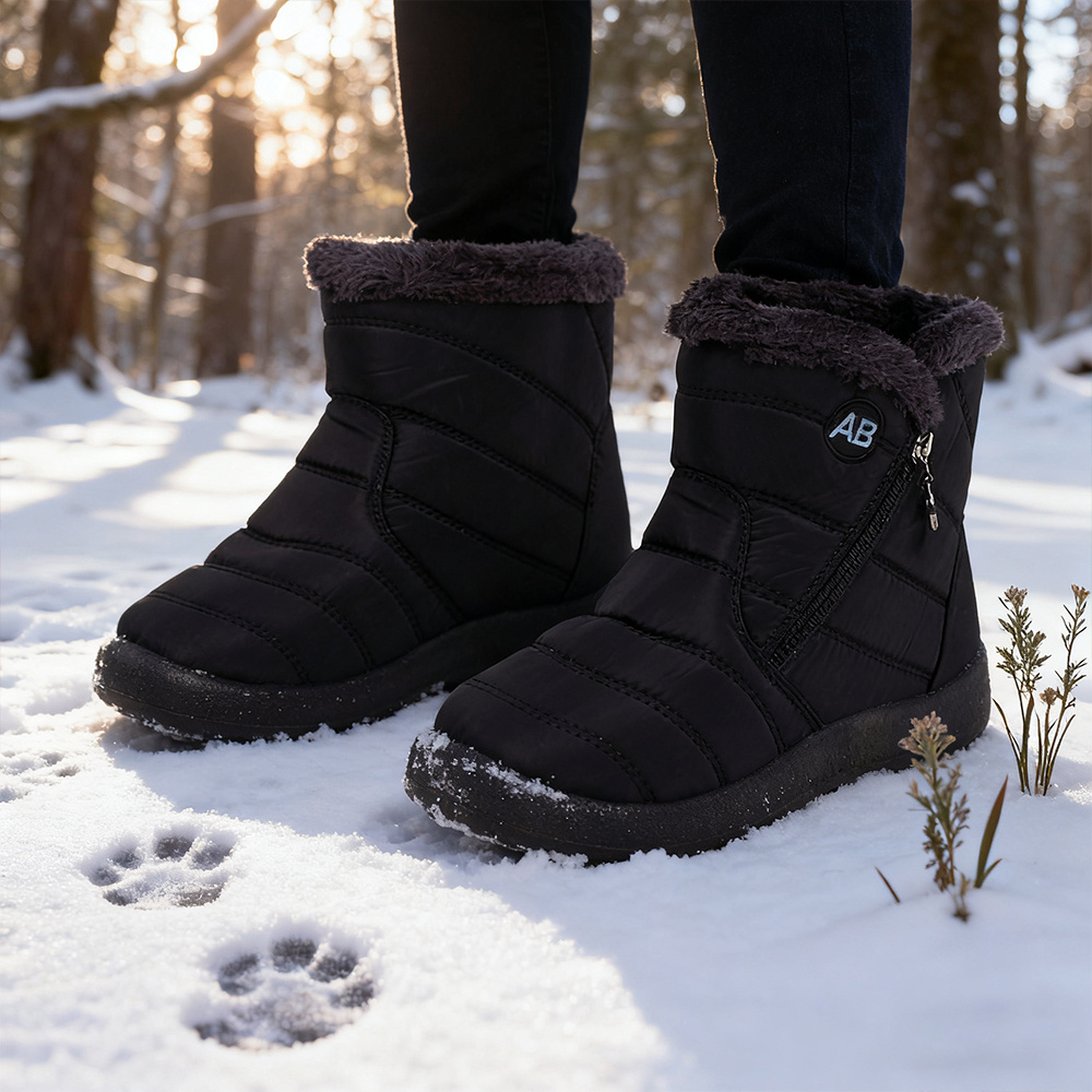 TEMU Versatile Unisex Snow Boots With A Side Zipper Design, Thick And Warm To Keep Your Feet From Freezing, Anti-slip Sole With , Round Toe For