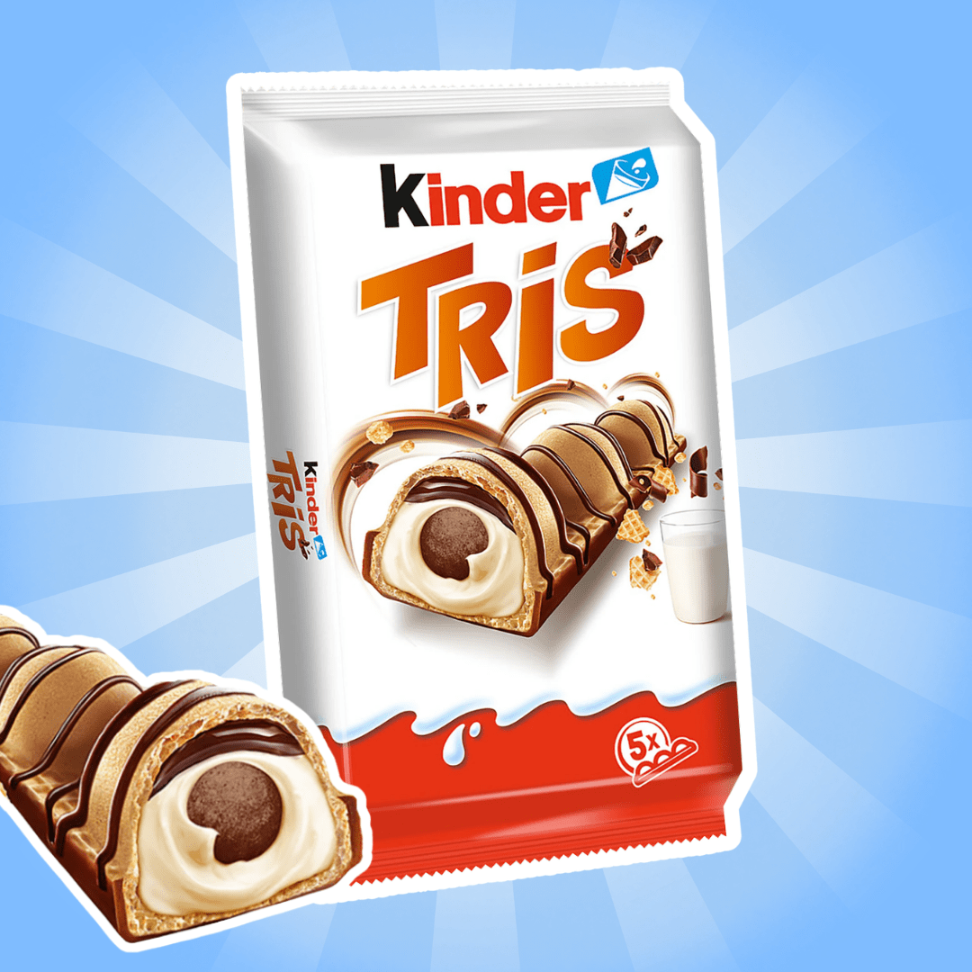 Image of Kinder Tris Chocolate Bar 100 G (5 Bars) – Crispy Waffle Bar With Milk And Chocolate Cream