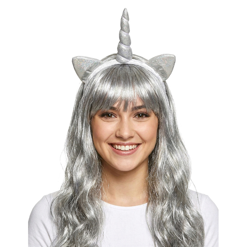 Unicorn Headband With Sequins, Costume Accessory, Silver, , Silver/gray