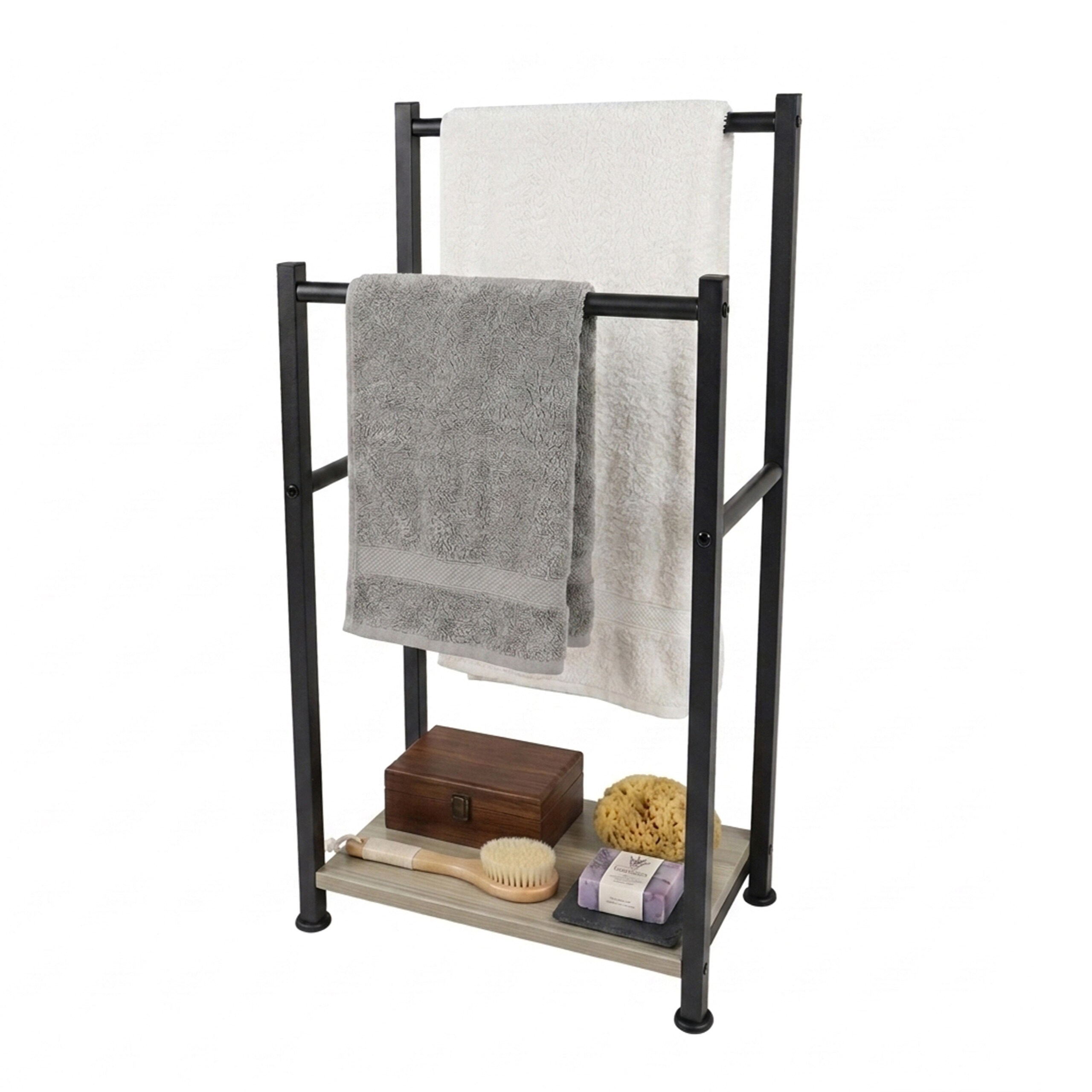 Image of Towel Rack In Black/gray - (w)42 X (h)80 X (d)24 Cm