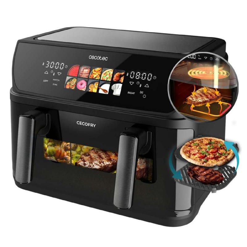 TEMU Cecotec Freidora de Aire 10L, 4 Resistencias, Air Fryer, &Grill Duoheat 10000. 2800W, Dorado y Sabor de Parrilla
