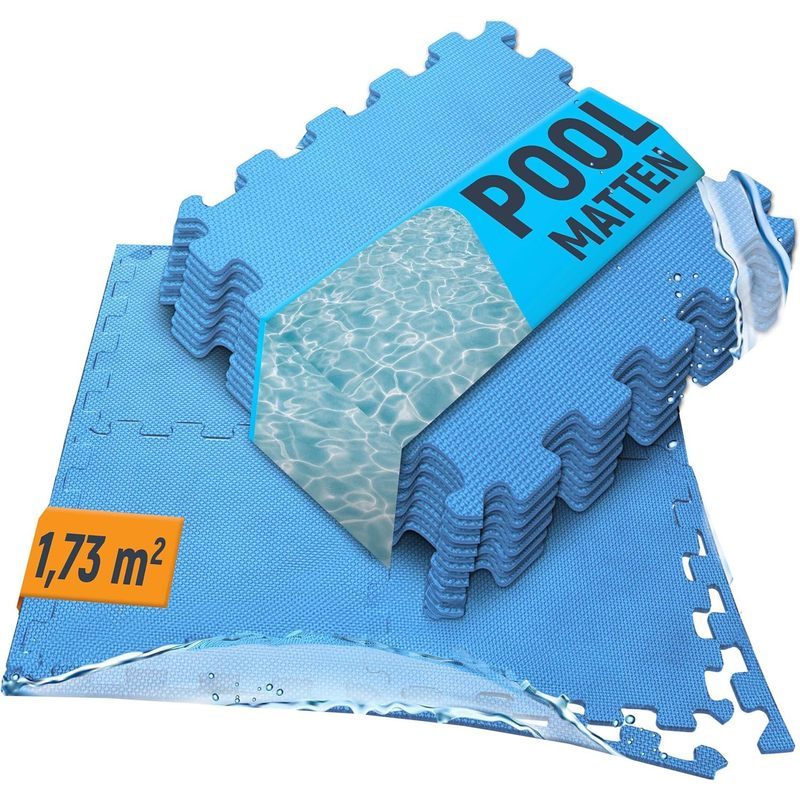 Image of Neolymp Pool Accessories - 18 Mats - Outdoor - Mat Non-slip And Durable - Pool Mat Protective Floor - Floor Protection Mat For Paddling Pools (blue )