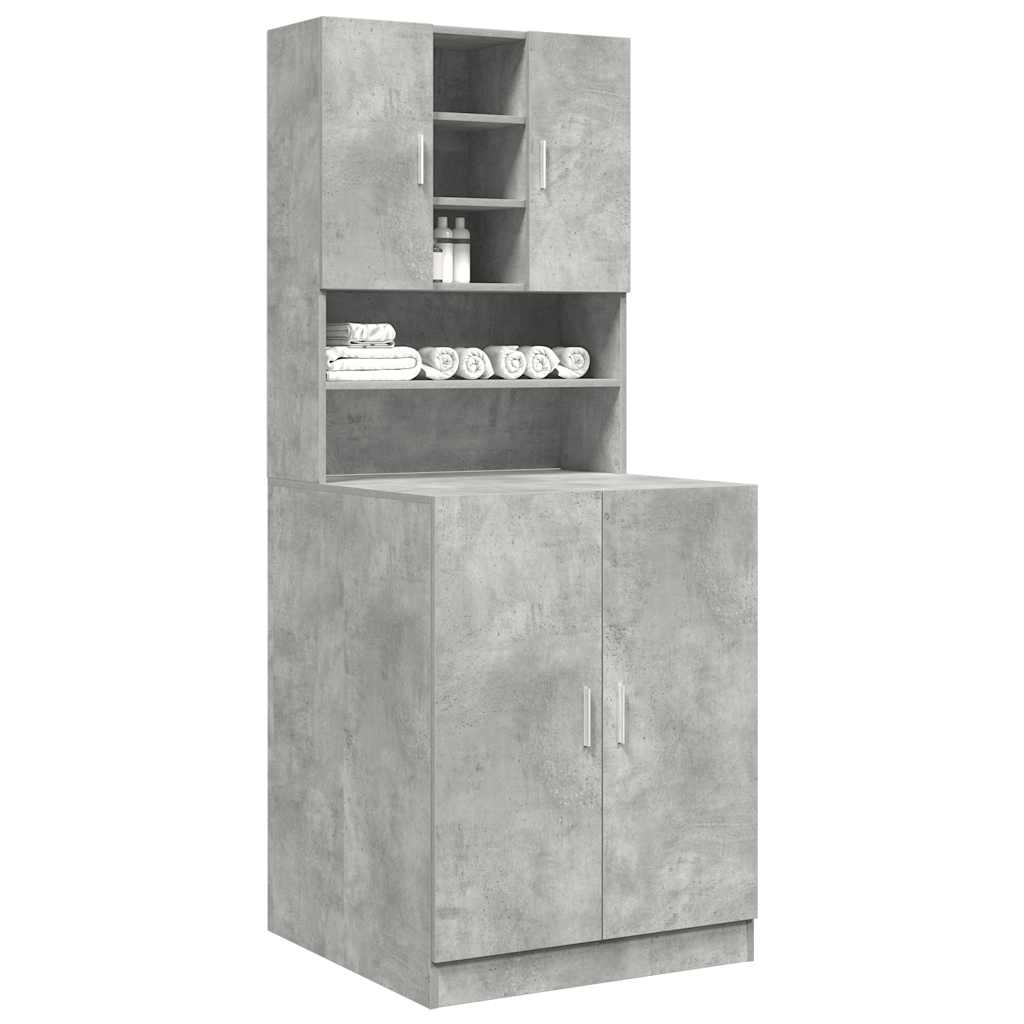 Vidaxl Washing Machine Cabinets, 2-piece Set, Concrete Composite, Washing Machine Shelf, Bathroom Cabinet, Bathroom Furniture, Bathroom Shelf