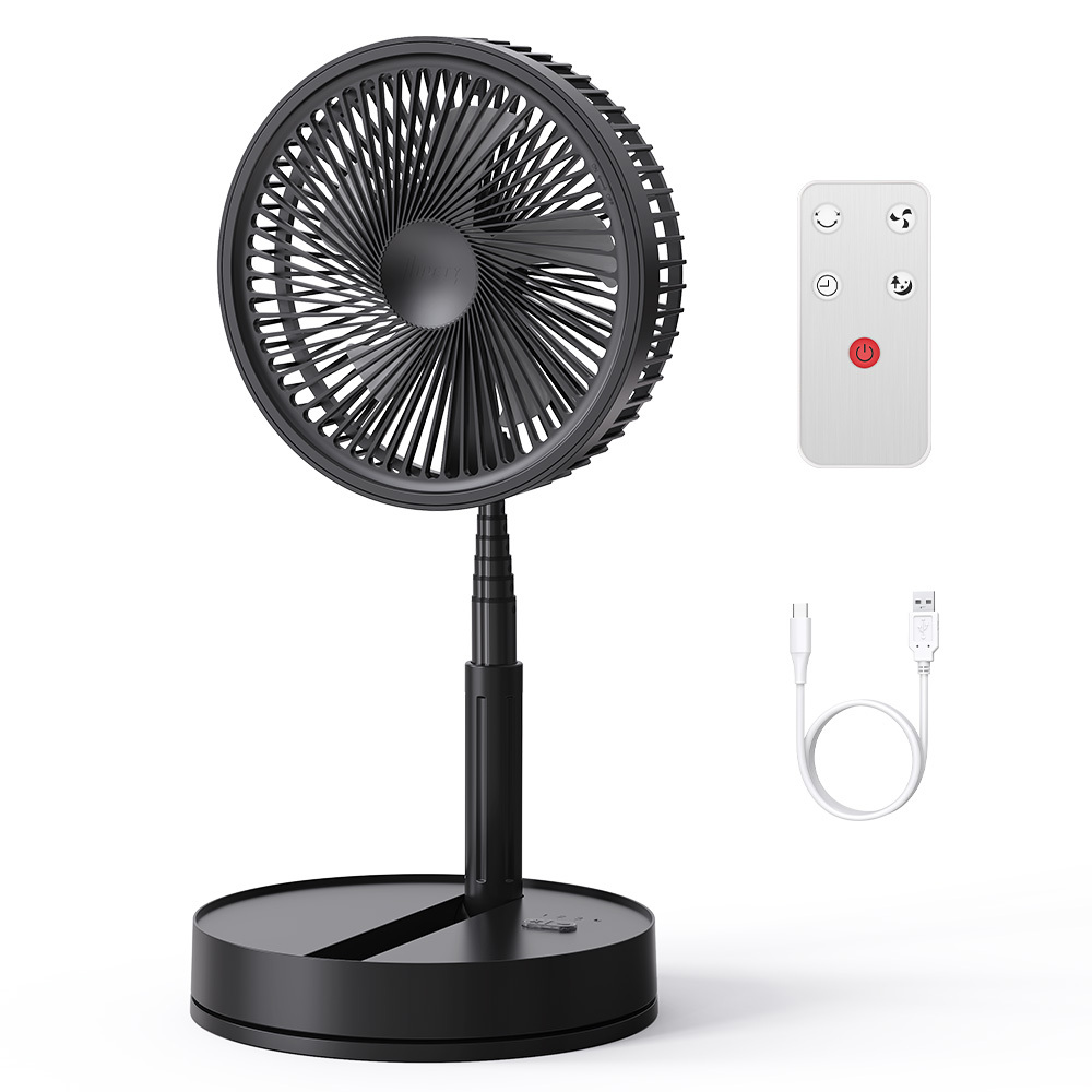 TEMU Ventilateur Oscillant Portable sur Pied de 9" avec Télécommande - Grand Ventilateur de Sol Pliable de Voyage pour Dormir - Ventilateur de Lit
