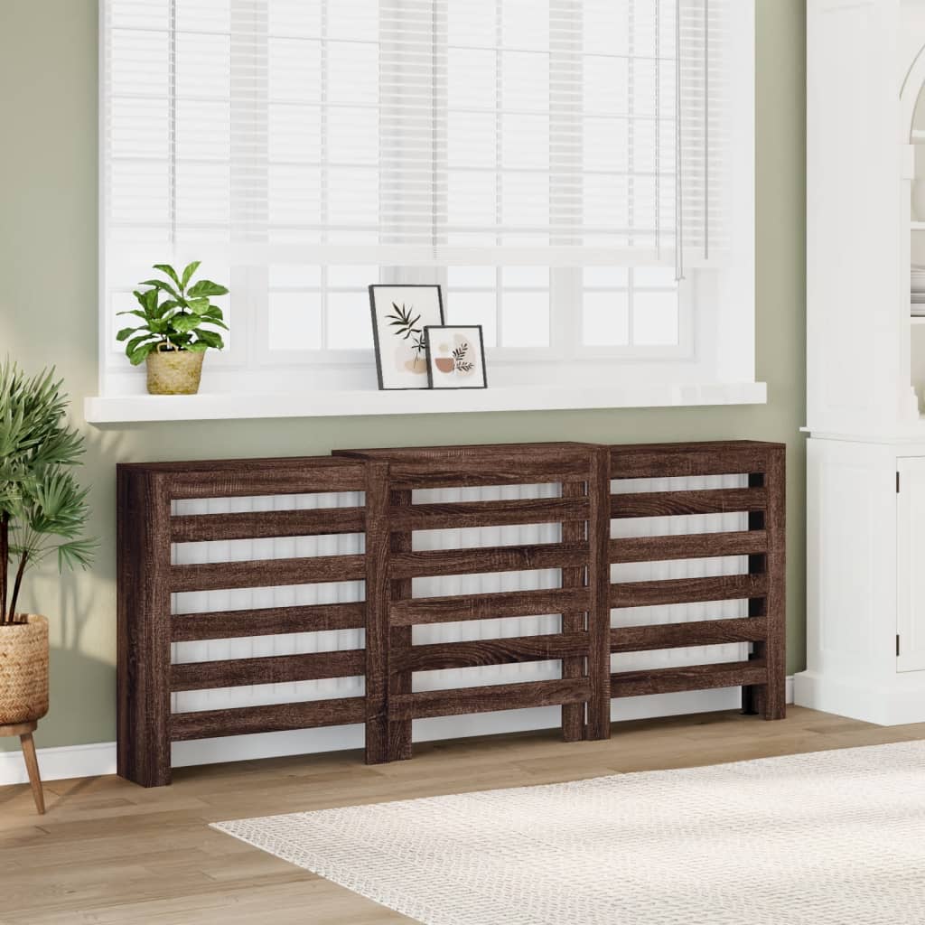Image of Heater Cover, Modern Lattice Design Heating Cover For Living Room, Wooden Heater Cover, Oak Optic 205x21.5x83.5cm Wood Material