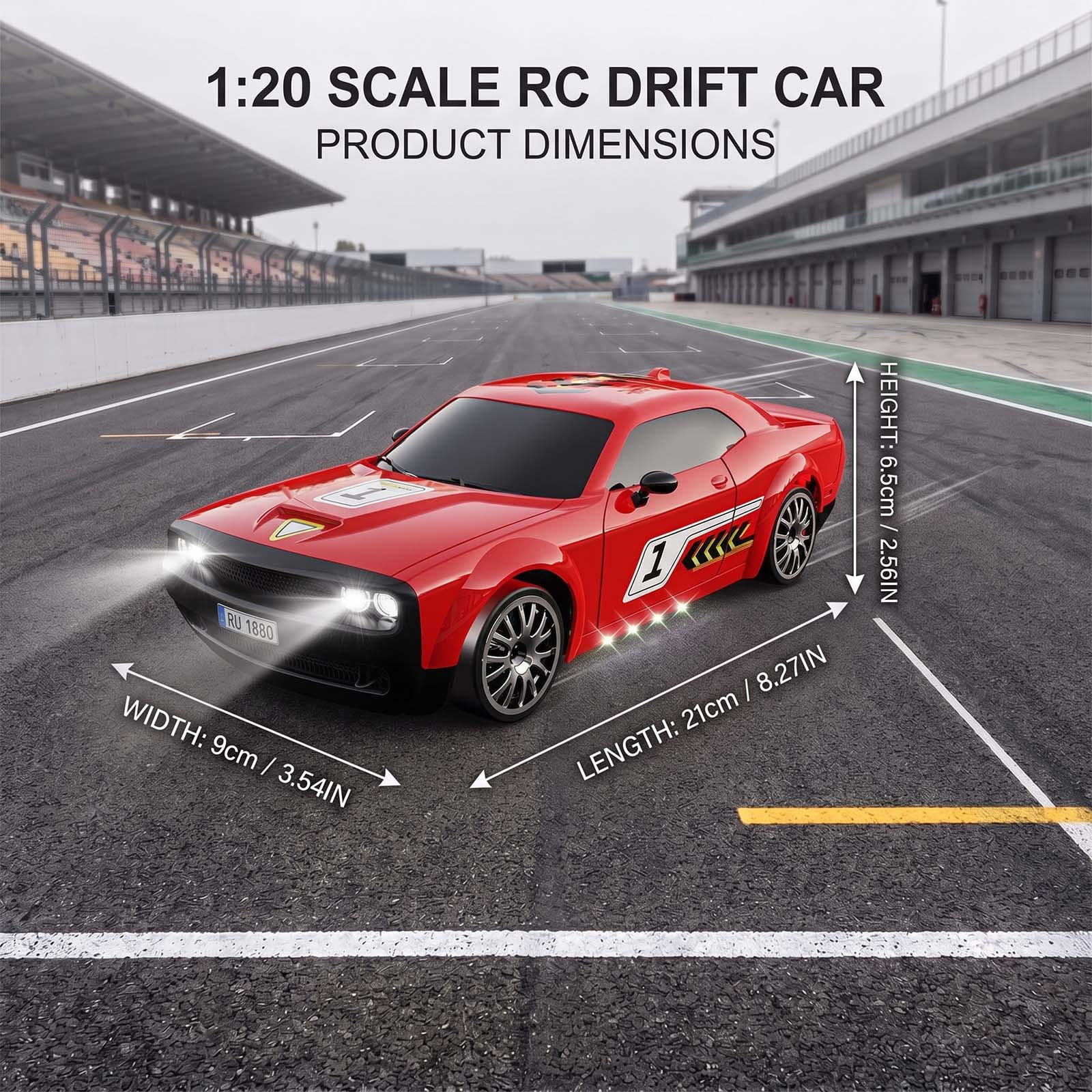 1:20 Scale RC Drift Car with Rechargeable Batteries & LED Lights