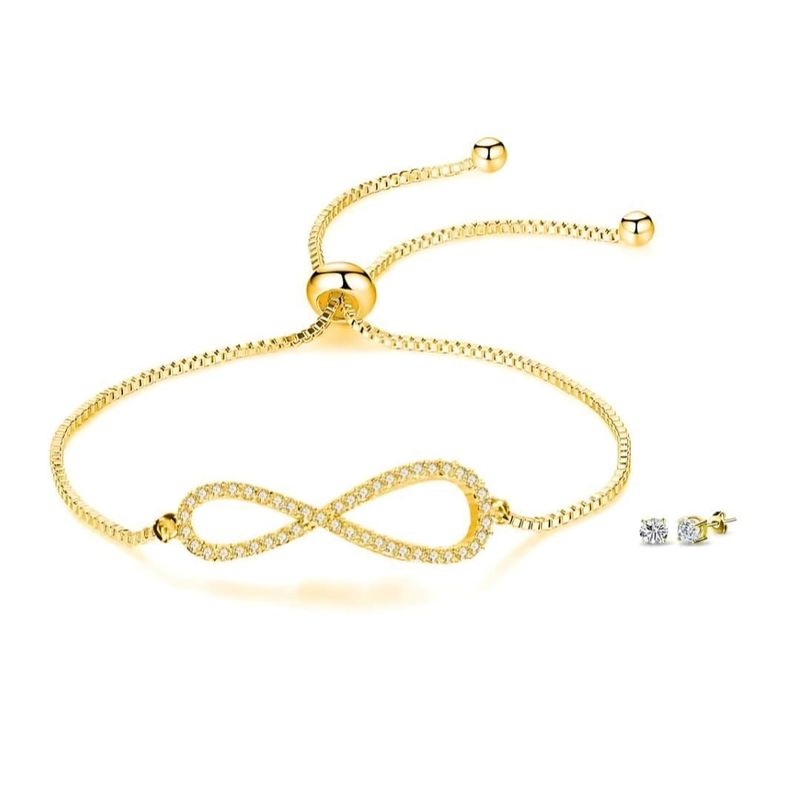 Women's Infinity Bracelet & Earrings Set with Austrian Crystals