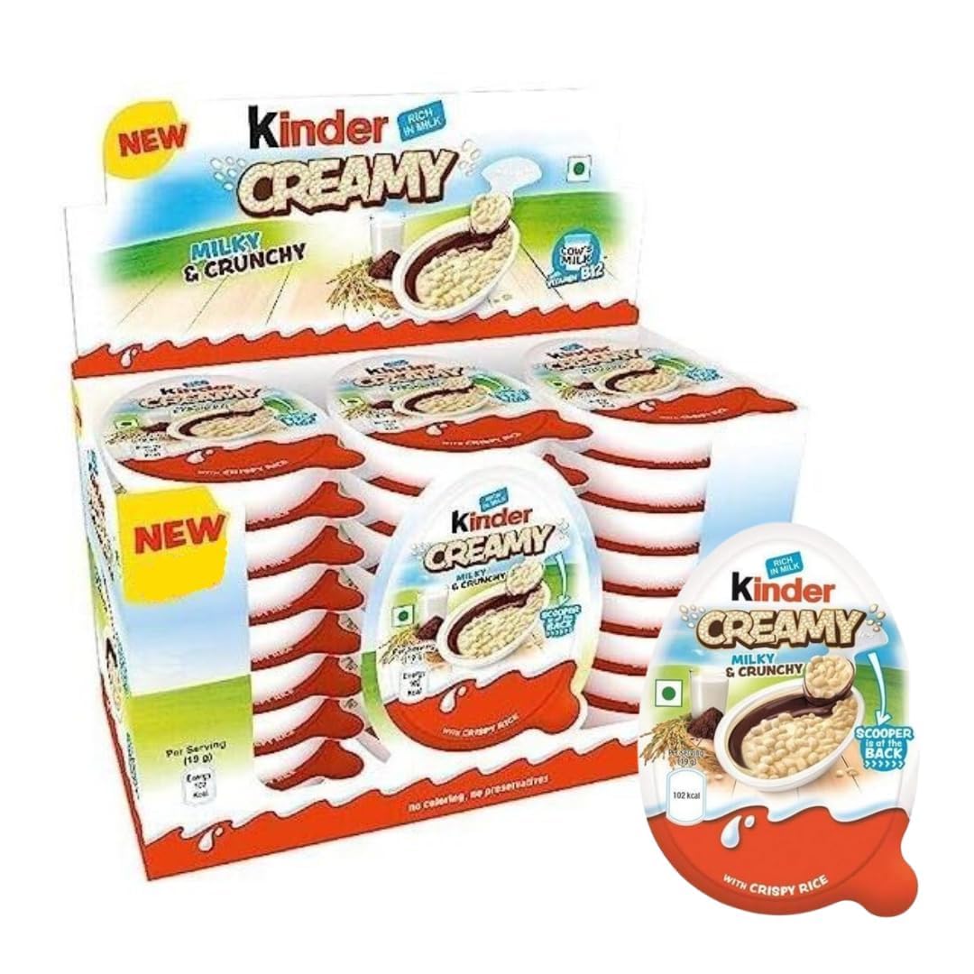 E-shop Kinder Creamy 24er-Pack | 24 x 19g | Gefüllte Schokoladenriegel mit knusprigem Reis | Cremige Milchfüllung & zartschmelzende Schokolade | Ideal