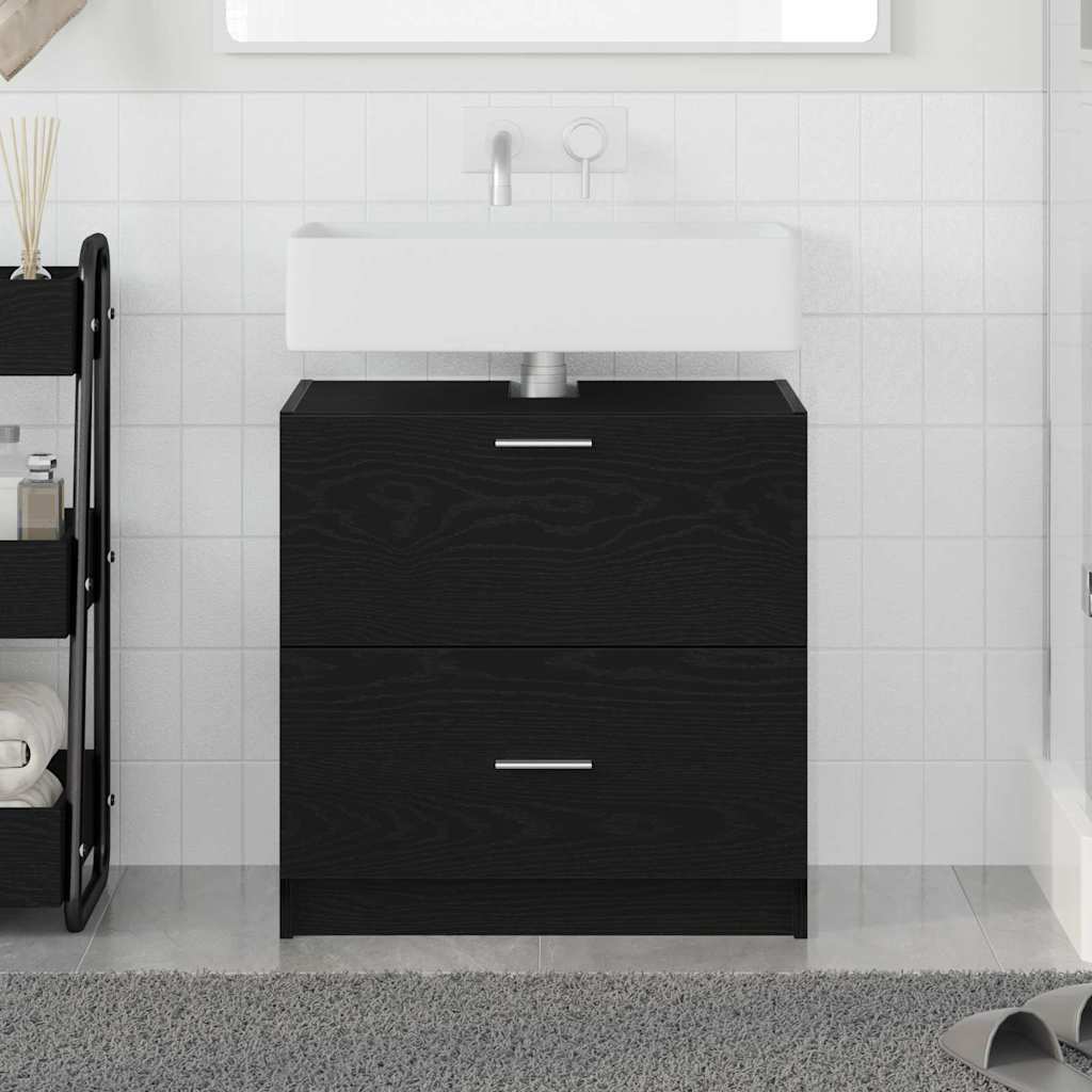 Image of Vidaxl Bathroom Vanity Unit 59x37x59 Cm Bathroom Storage Unit Wood Freestanding 2 Drawers Washbasin Furniture Stylish Contemporary