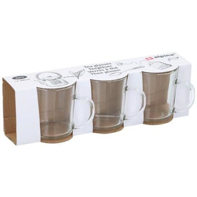 TEMU Set Of 3 Tea Glasses - 200ml Capacity, Transparent, Stylish Drinkware Cup Clear
