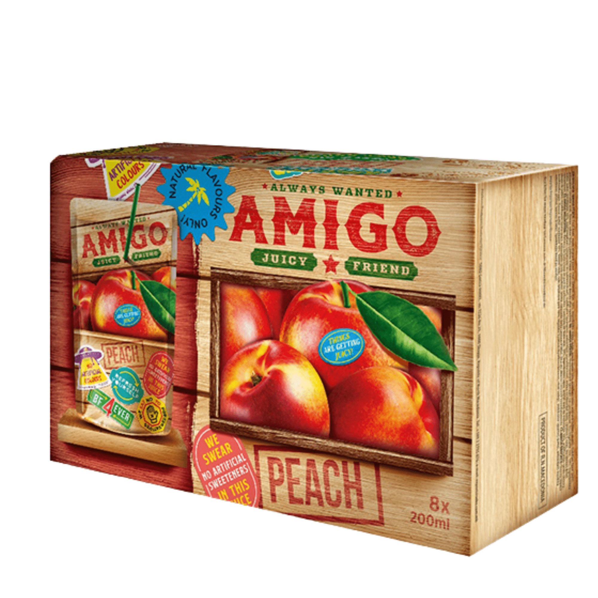 Image of Friend Soft Drink "peach" - 8 X 200 Ml | Fruity Peach Drink | Without Carbonation | With Vitamins | Ideal For School & On-the-go