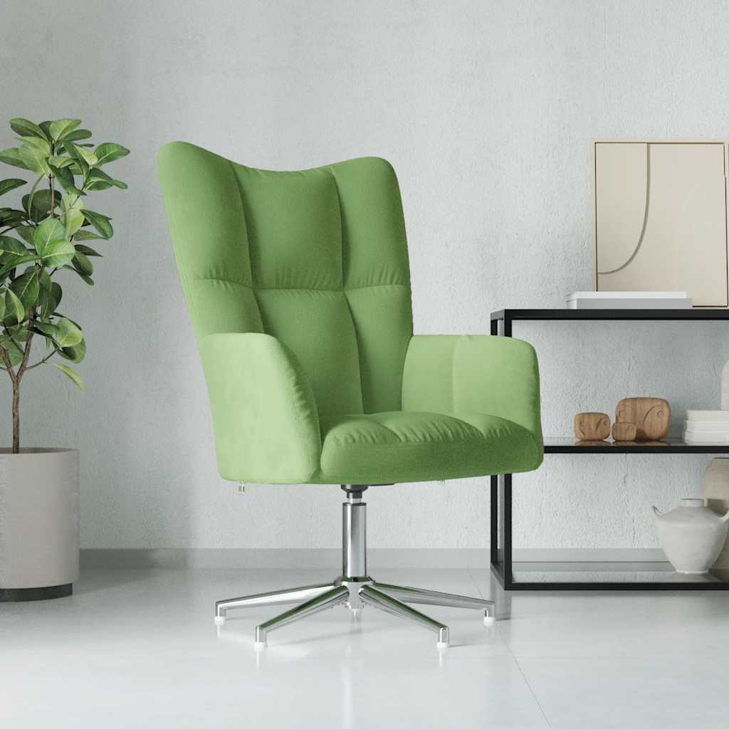 Image of Vidaxl Recliner Chair Swivel Tv Chair Upholstered Armchair Recliner Armchair With Headrest Living Room Light Green Velvet