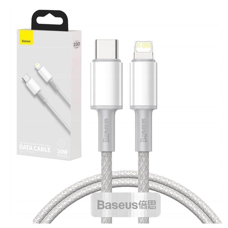 TEMU Câble Baseus Haute USB-C vers Lightning, 1 m, 20 W, 5 A, PD, Blanc, Charge Rapide et Transfert de Données