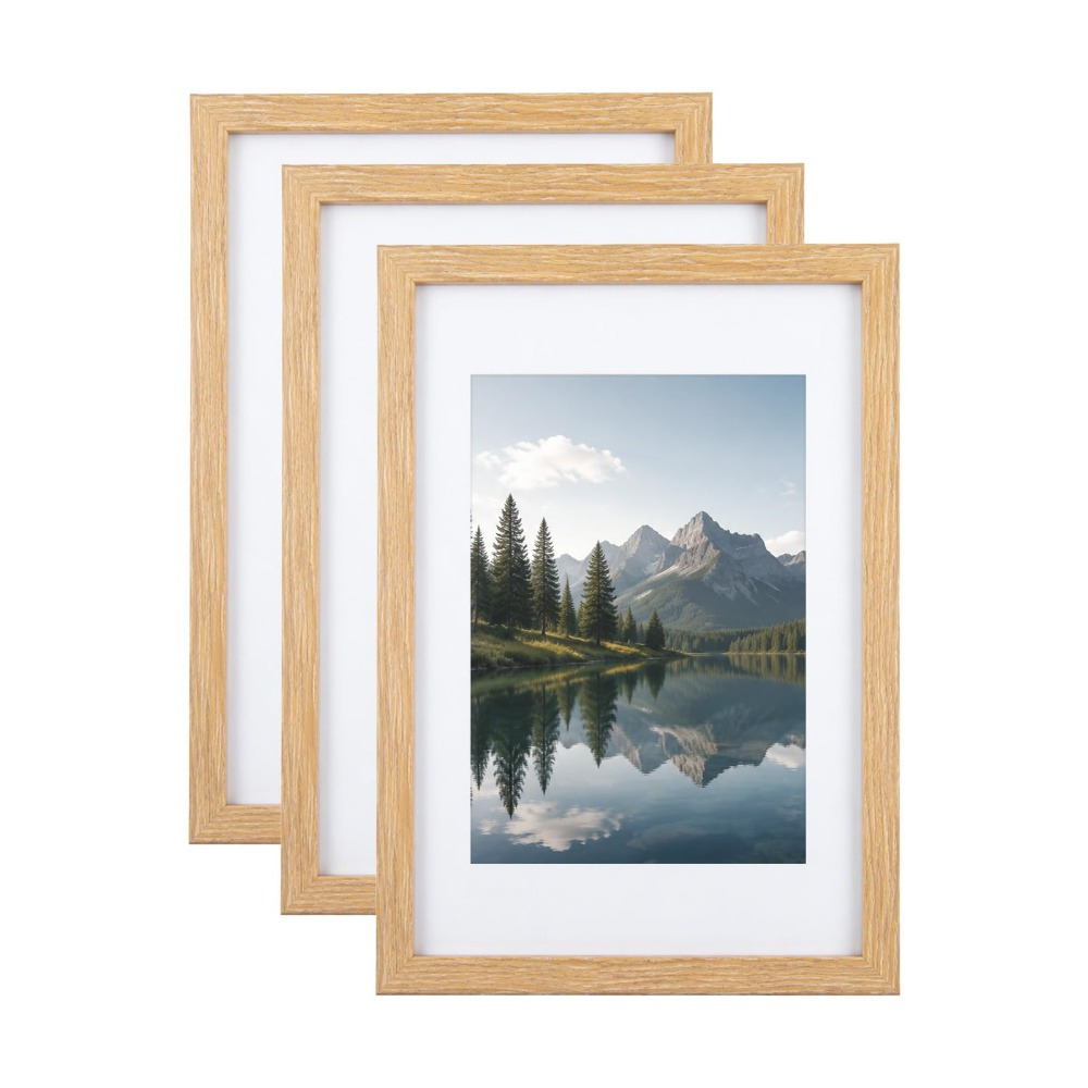 TEMU 3 Pack A4 Photo Frames, Wooden Picture Frame Set, Wall & Tabletop Display For Portrait Or Landscape, Poster Frame For Photos