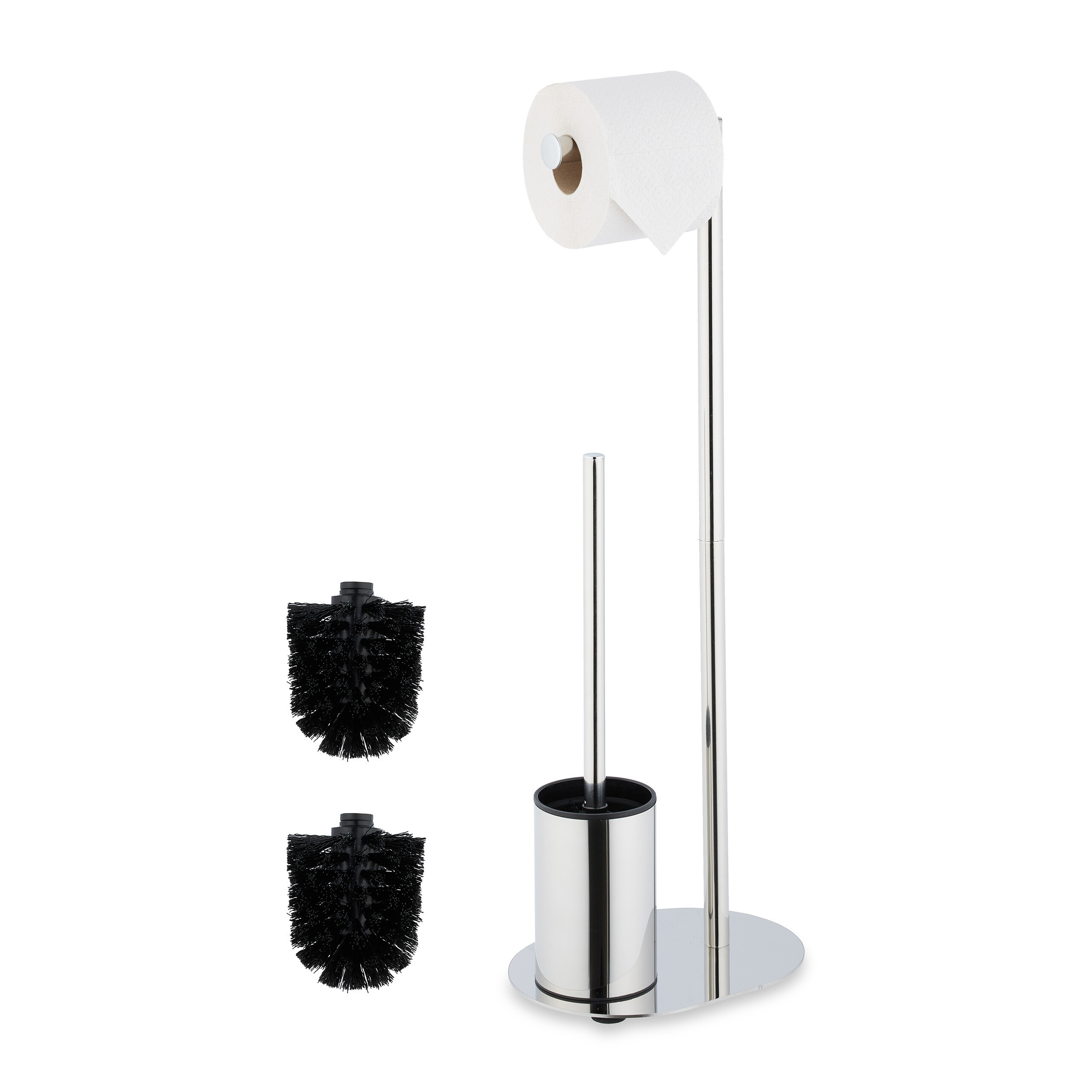 TEMU Wc Set , 63 X 17 Cm, Stainless Steel And Plastic, Silvery, Replaceable Head With 2 Spare Heads, , For Guest Bathroom And Toilet, Planter, Toilet