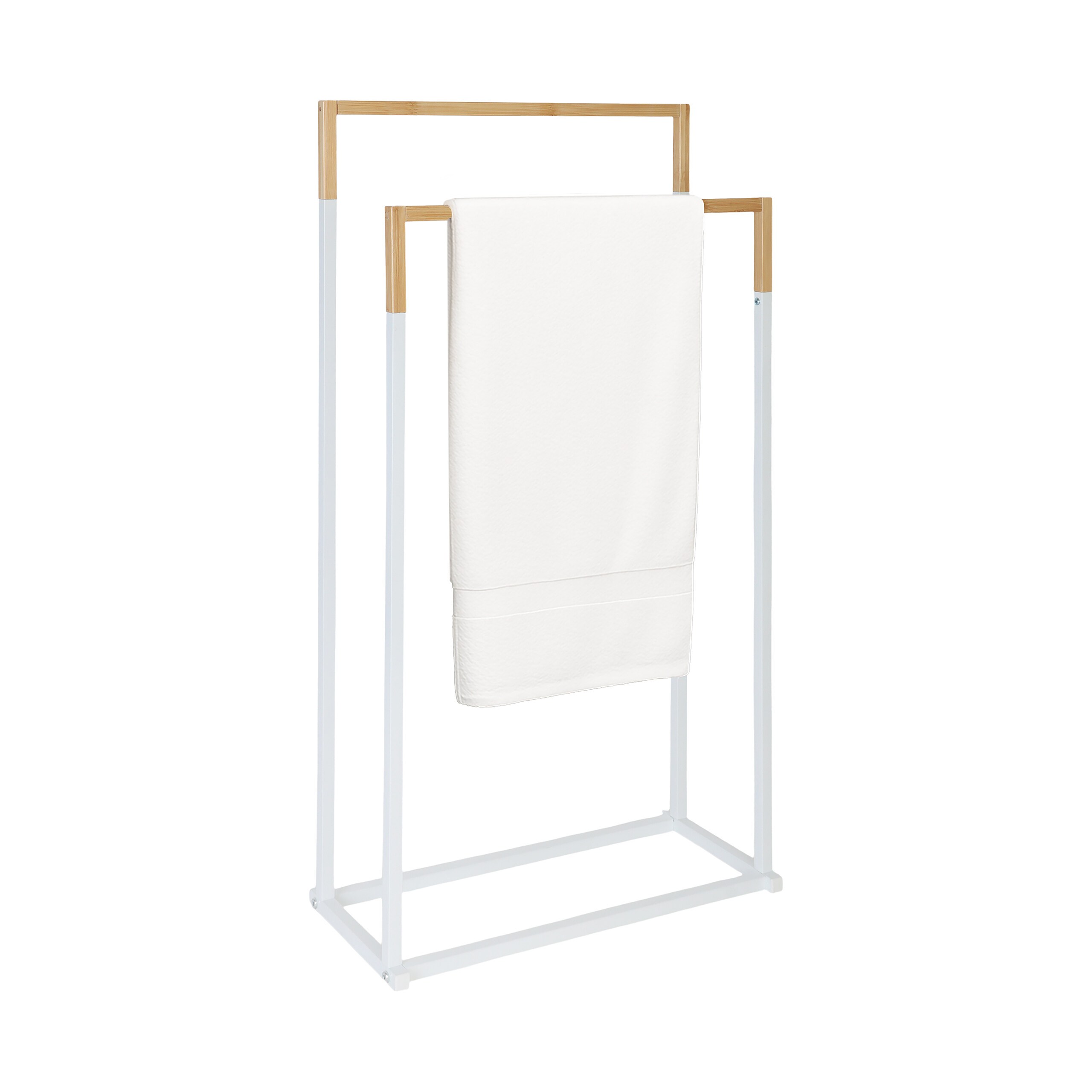 Towel Stand In White/natural - (w)44 X (h)86 X (d)21 Cm