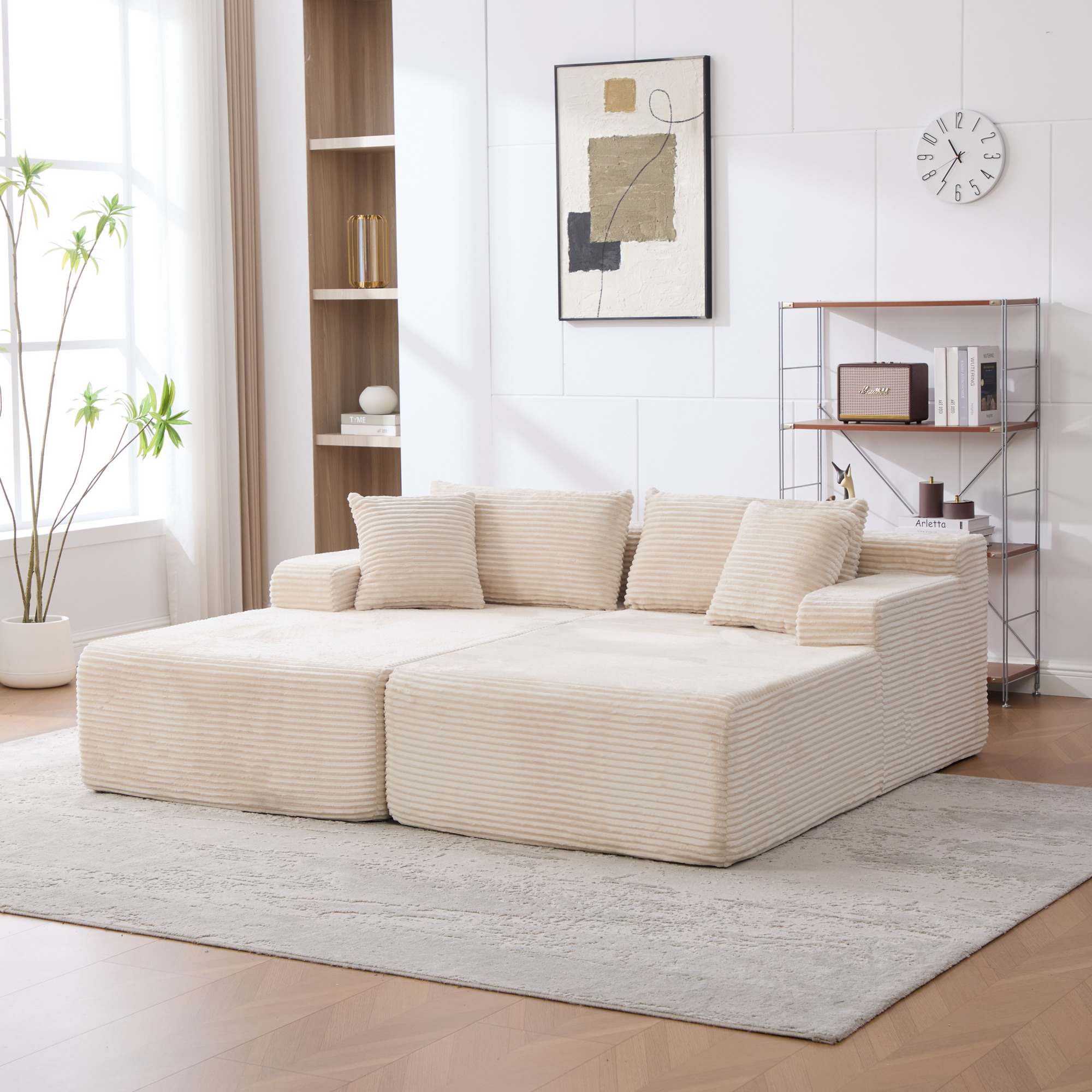 Image of Modular Compression Sofa Made Of Chenille Fabric, Filled With 30d High-elastic Foam. Easy To Move And With Non-slip Base, Ideal For Living Rooms And Other Rooms. Gray